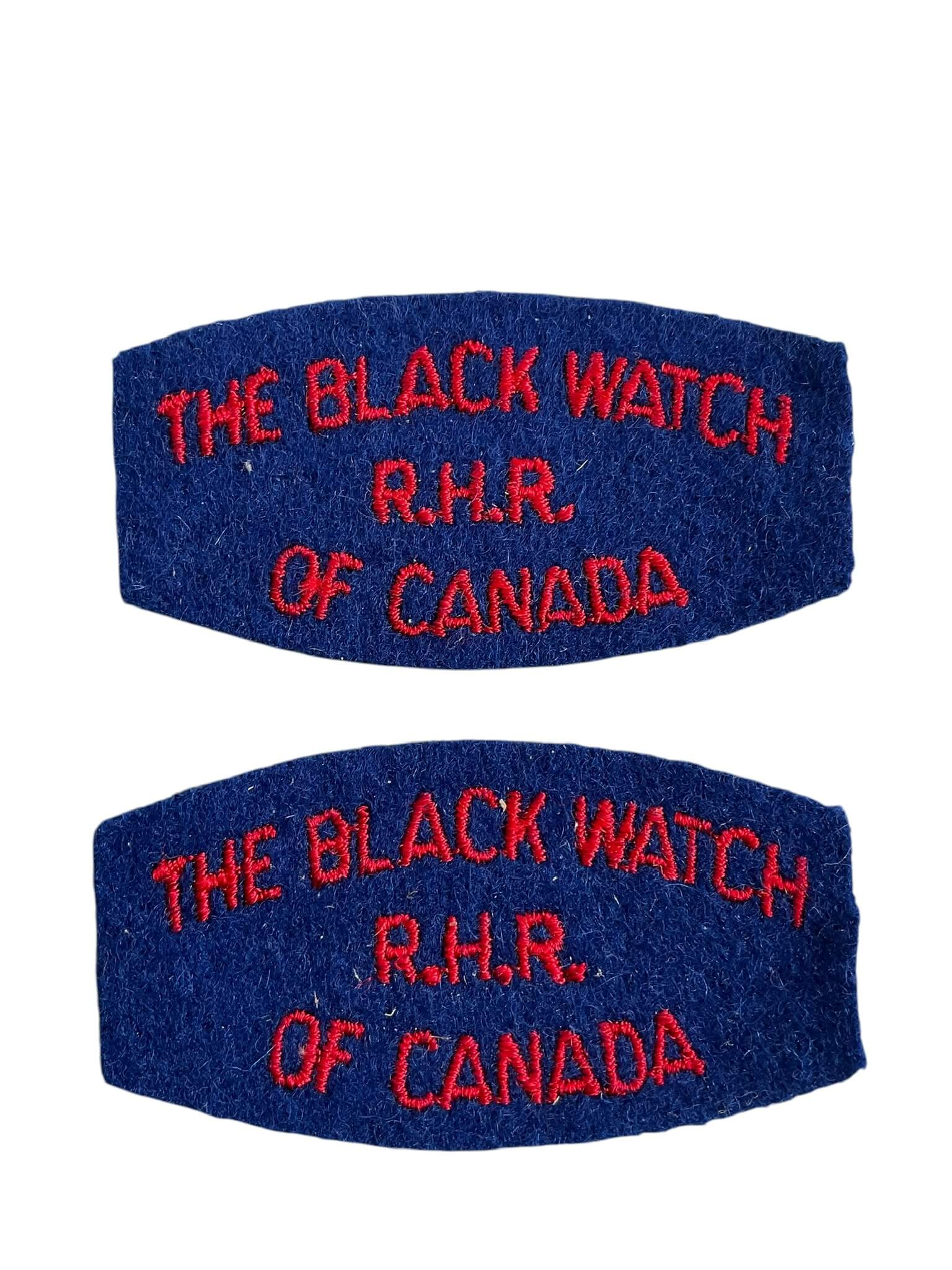 Canadian The Black Watch RHR of Canada Shoulder Titles Insignia Pair Canadian The Black Watch RHR of Canada Shoulder Titles Insignia Pair