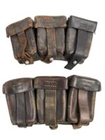 WW2 German K98 Leather Ammo Pouches Dated 1943 WW2 German K98 Leather Ammo Pouches Dated 1943