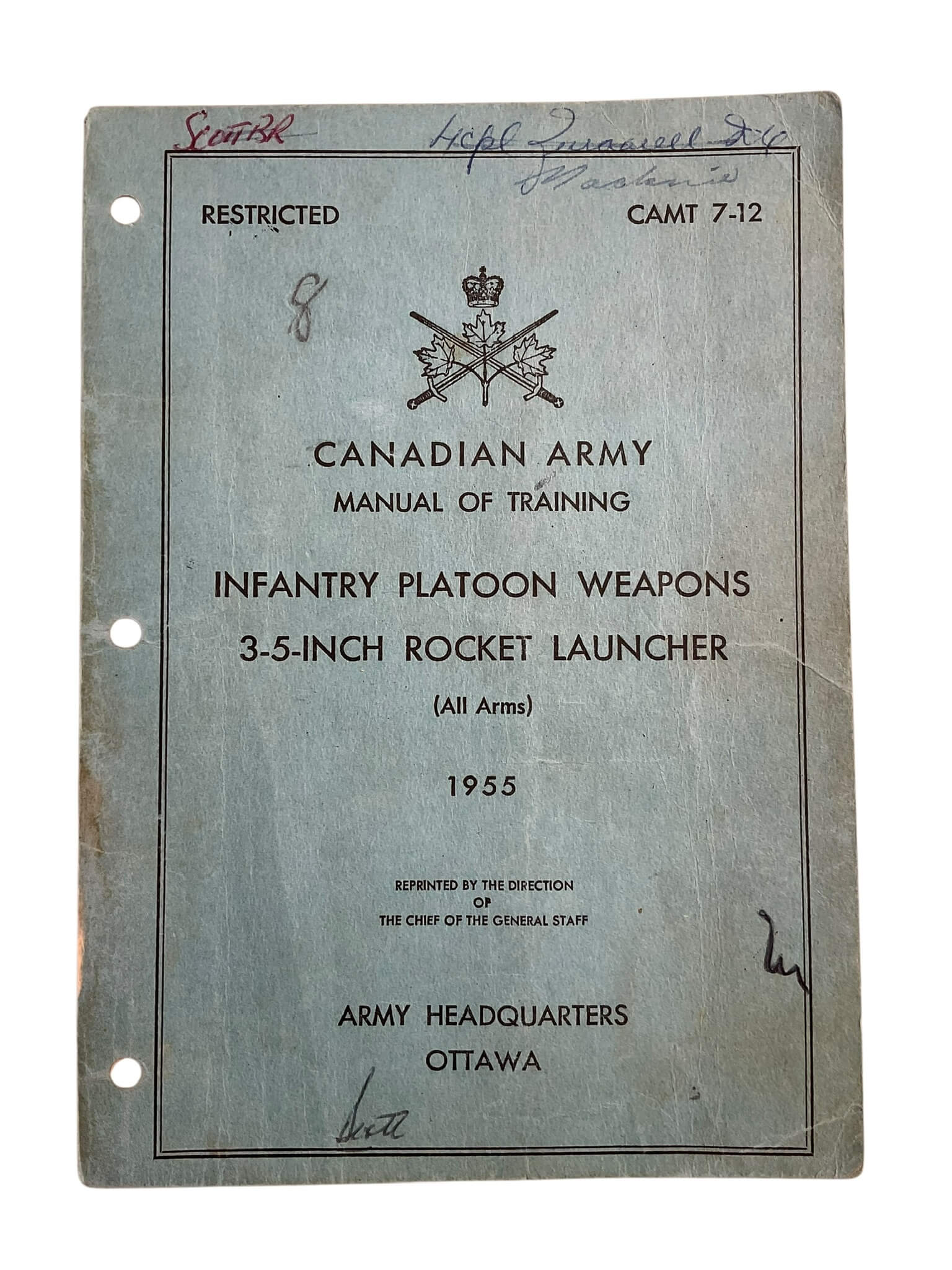 Canadian Army Infantry Platoon Weapons 3.5 Inch Rocket Launcher 1955 Used Softcover Reference Book Canadian Army Infantry Platoon Weapons 3.5 Inch Rocket Launcher 1955 Used Softcover Reference Book