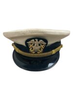 WW2 US USN Navy White Top Officers Peak Cap Hat Named Size 7 1/2
