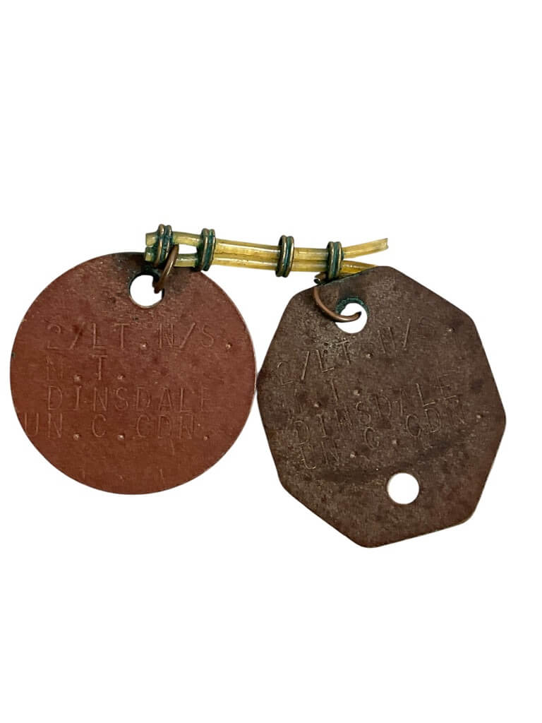 WW2 Canadian Dog Tag Pair 2nd Lieutenant Nursing Sister M.T. Dinsdale WW2 Canadian Dog Tag Pair 2nd Lieutenant Nursing Sister M.T. Dinsdale