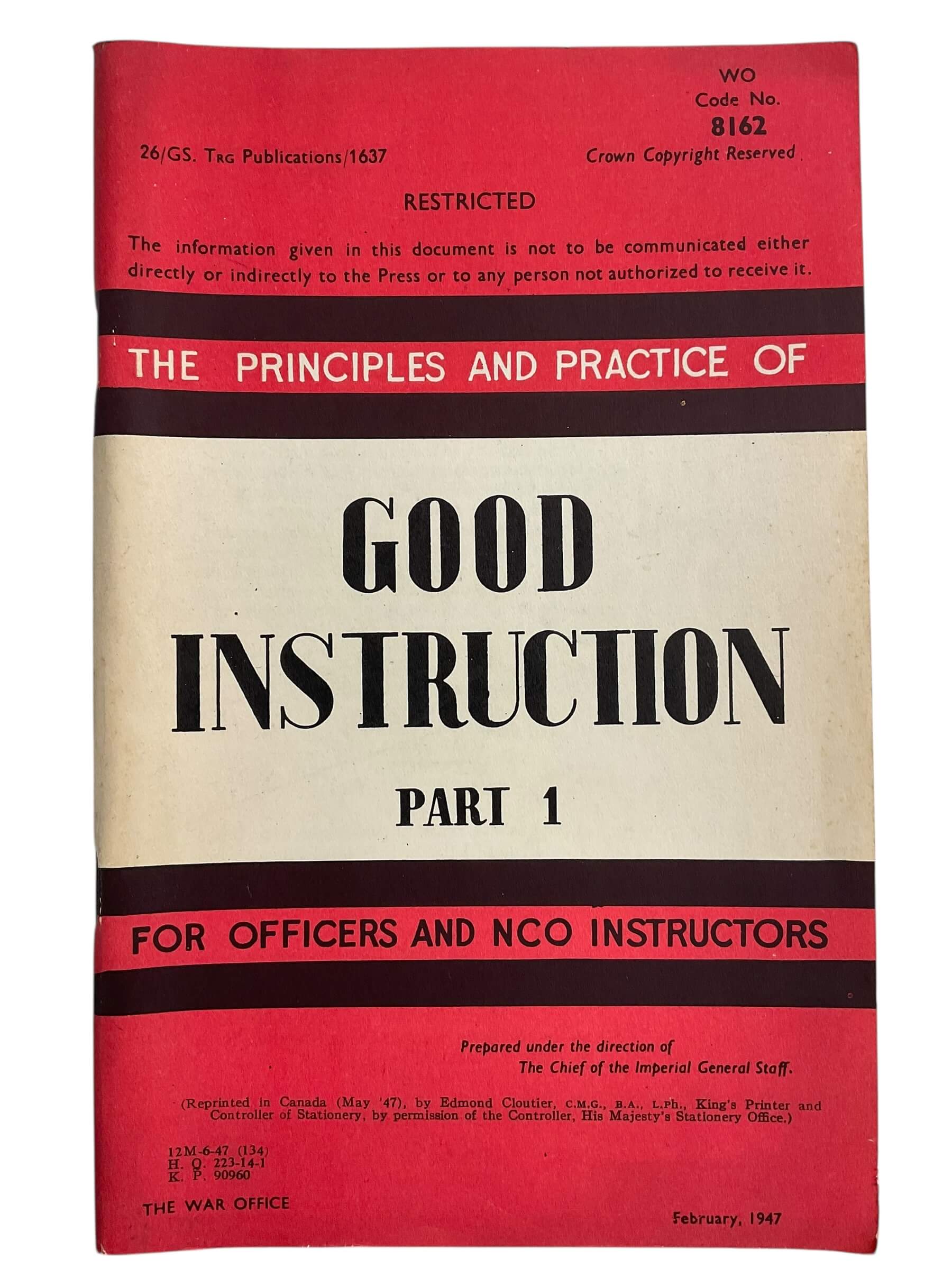 Canadian Military Good Instruction Handbook 1947 Part 1 Used Softcover Reference Book Canadian Military Good Instruction Handbook 1947 Part 1 Used Softcover Reference Book
