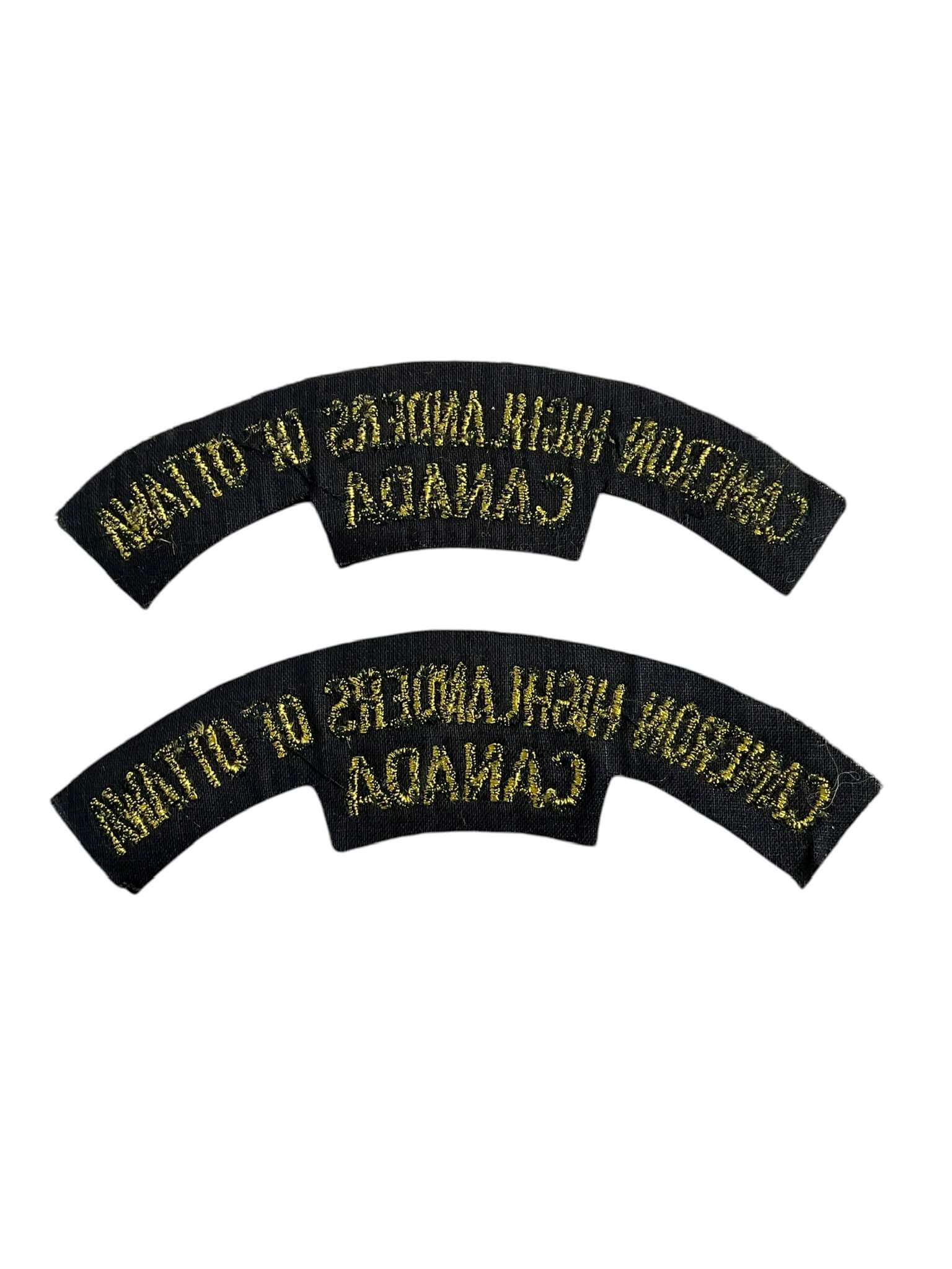 Canadian Cameron Highlanders of Ottawa Shoulder Titles Insignia Pair Canadian Cameron Highlanders of Ottawa Shoulder Titles Insignia Pair