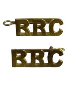 Canadian Army Royal Rifles of Canada Brass Shoulder Titles Insignia Pair