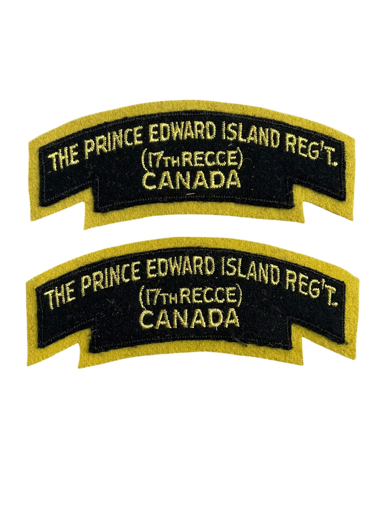 Canadian The Prince Edward Island Regiment 17th RECCE Shoulder Titles Insignia Pair Canadian The Prince Edward Island Regiment 17th RECCE Shoulder Titles Insignia Pair