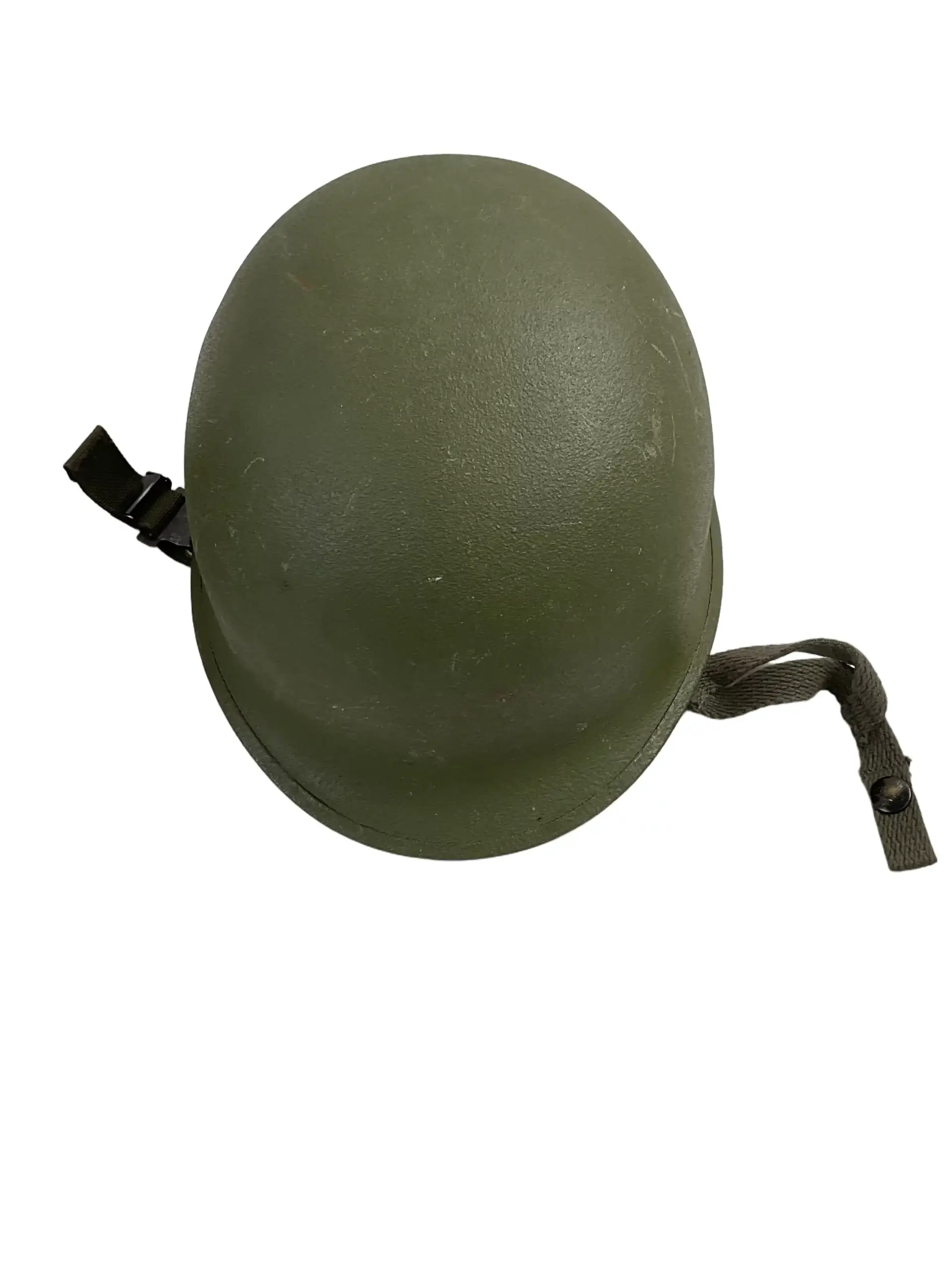 US Army M1 Rear Seam Swivel Bail Steel Helmet With Reversible Camouflage Cover 1964 and 1973 US Army M1 Rear Seam Swivel Bail Steel Helmet With Reversible Camouflage Cover 1964 and 1973