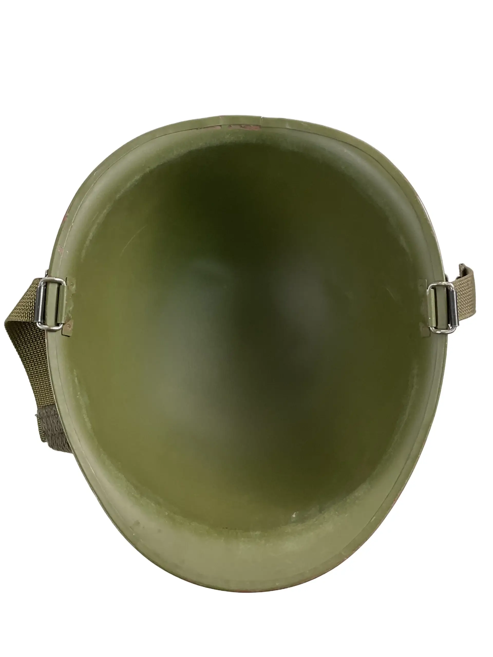 US Army M1 Rear Seam Swivel Bail Steel Helmet With Reversible Camouflage Cover 1964 and 1973 US Army M1 Rear Seam Swivel Bail Steel Helmet With Reversible Camouflage Cover 1964 and 1973