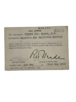 WW1 Canadian CEF War Narrative Section Pass