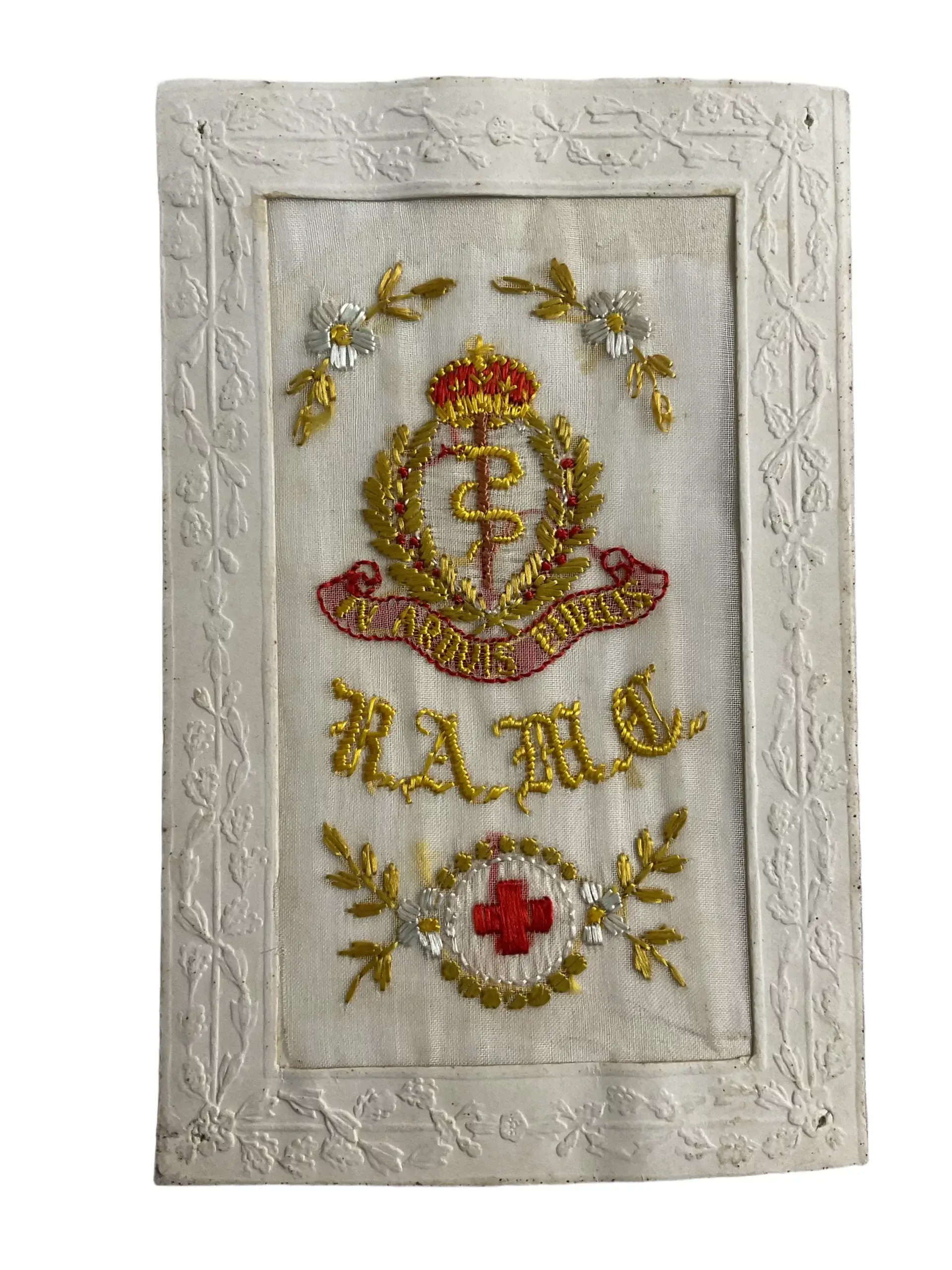 WW1 British BEF RAMC Embroidered Postcard WW1 British BEF RAMC Embroidered Postcard