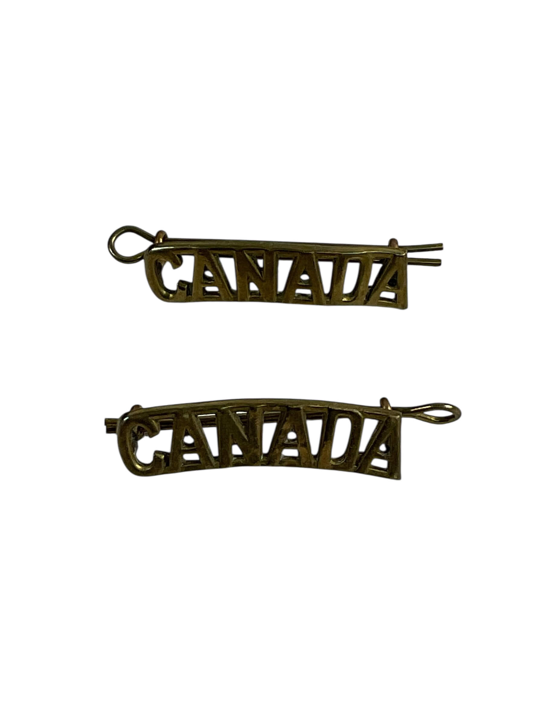 WW1 Canadian CEF CANADA Curved Shoulder Titles Insignia Pair WW1 Canadian CEF CANADA Curved Shoulder Titles Insignia Pair
