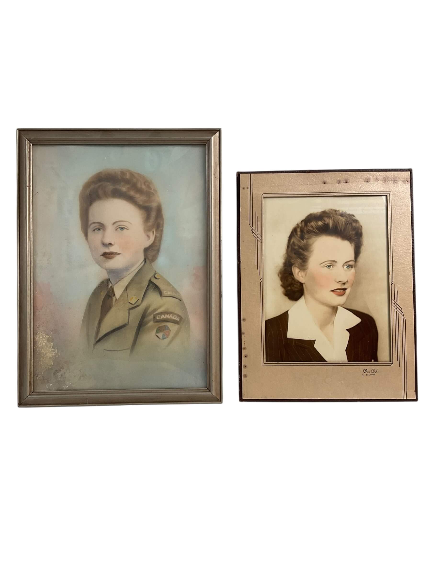 WW2 Canadian Women's Army Corps CWAC Framed Photographs Pair WW2 Canadian Women's Army Corps CWAC Framed Photographs Pair