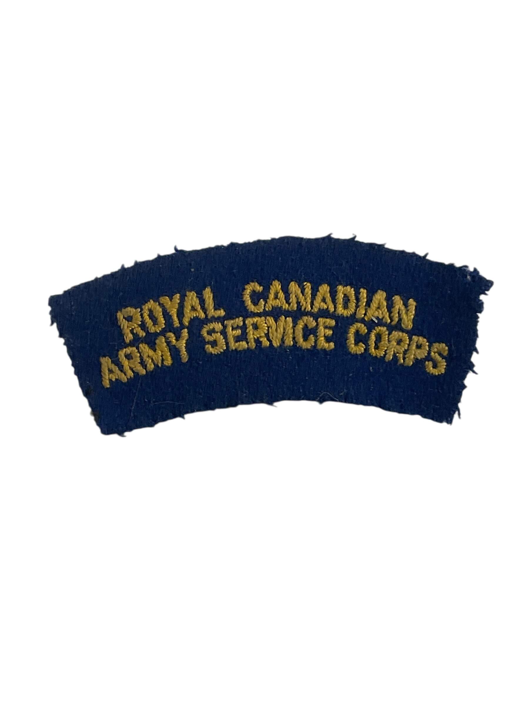 WW2 Royal Canadian Army Service Corps British Made Shoulder Title Insignia Single WW2 Royal Canadian Army Service Corps British Made Shoulder Title Insignia Single