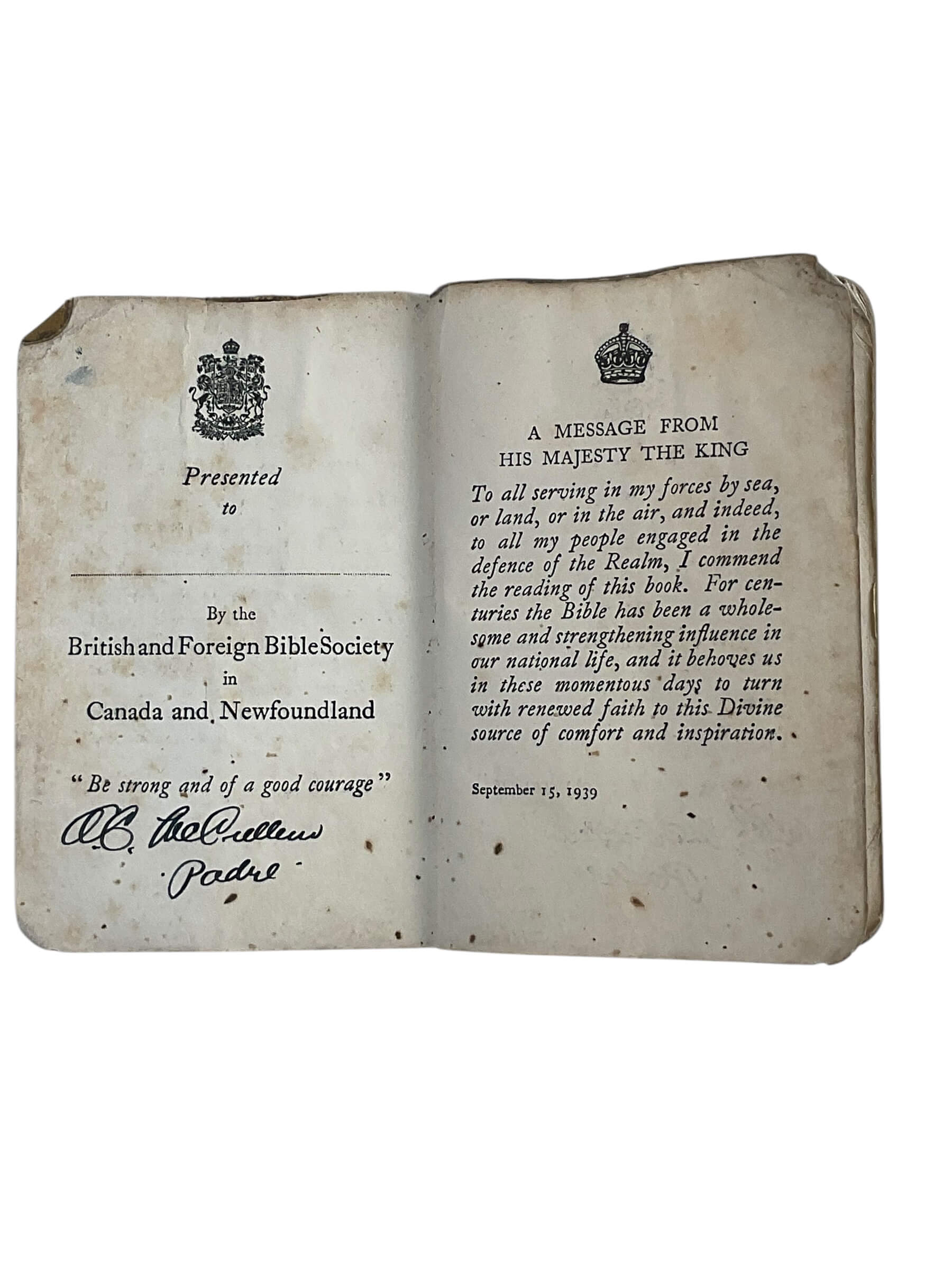 WW2 British New Testament Bible WW2 British New Testament Bible