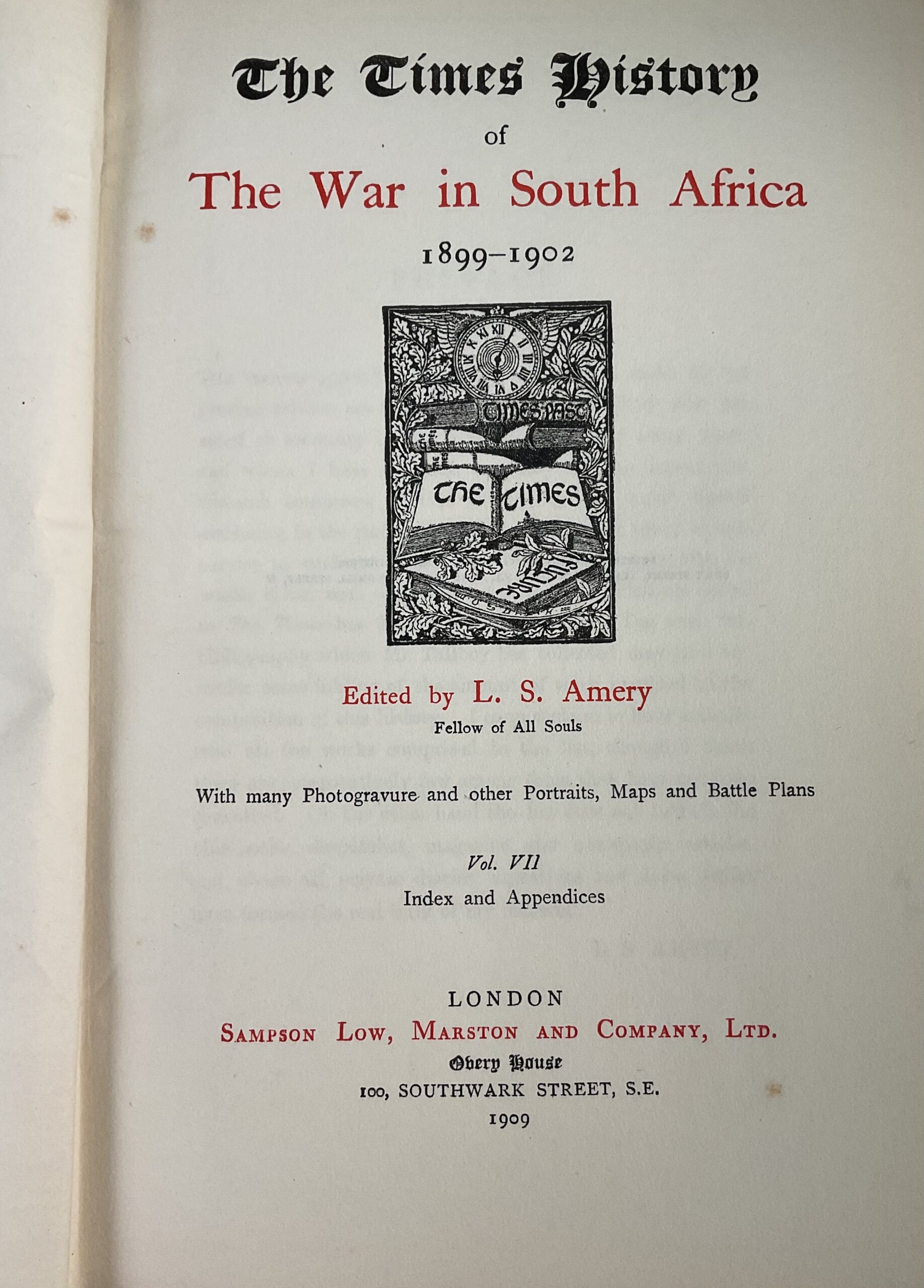 British Boer War The Times History of the War in South Africa 1899-1902 Vol 7 Used Hardcover Reference Book British Boer War The Times History of the War in South Africa 1899-1902 Vol 7 Used Hardcover Reference Book