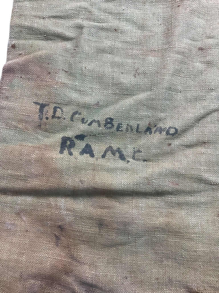 WW1 British BEF Sandbag Named RAMC 35" X 13" WW1 British BEF Sandbag Named RAMC 35" X 13"