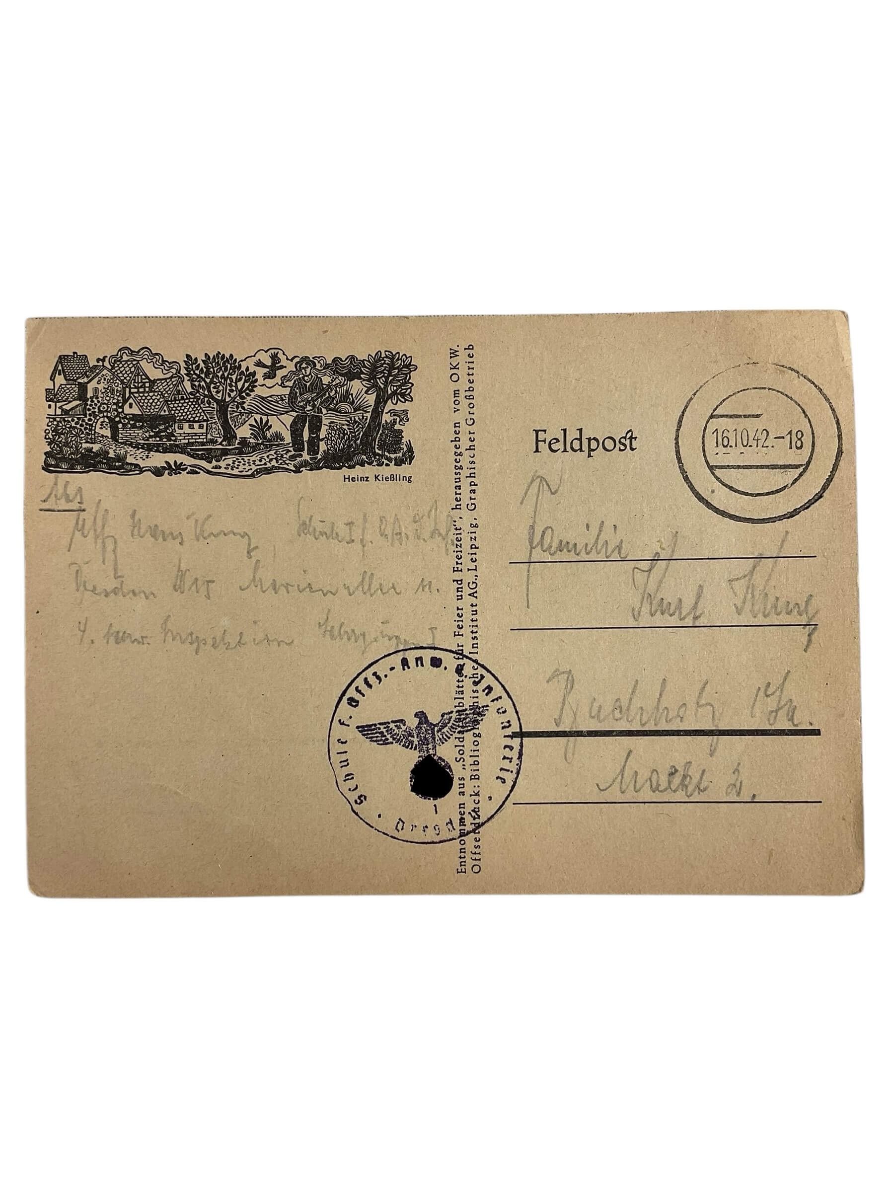 WW2 German Postcard Dated 1942 Infantry Officers School Dresden 4" X 6" (1) WW2 German Postcard Dated 1942 Infantry Officers School Dresden 4" X 6" (1)