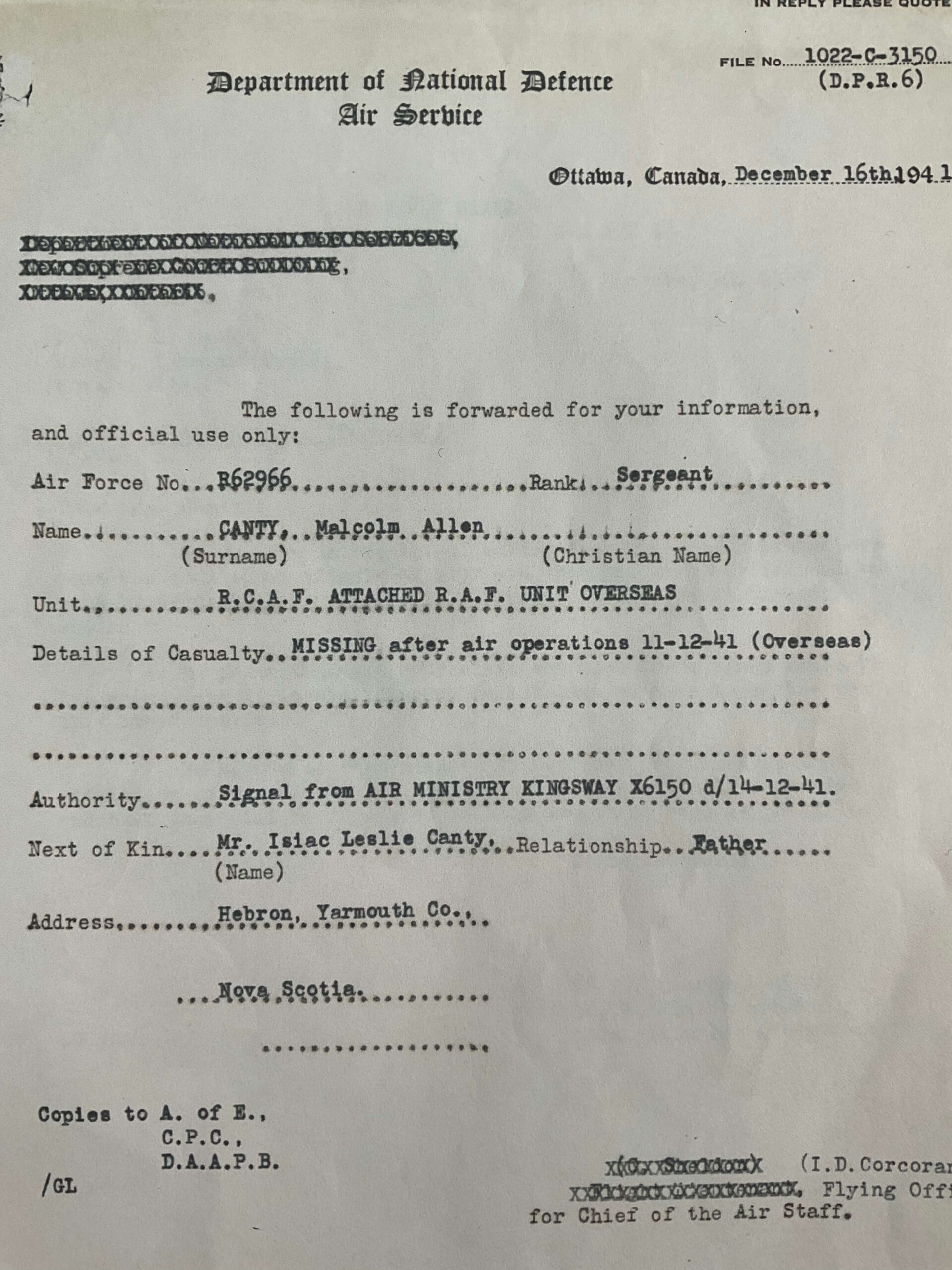 WW2 Canadian RCAF Memorial Cross Flight Sergeant Canty REPLACEMENT WW2 Canadian RCAF Memorial Cross Flight Sergeant Canty REPLACEMENT