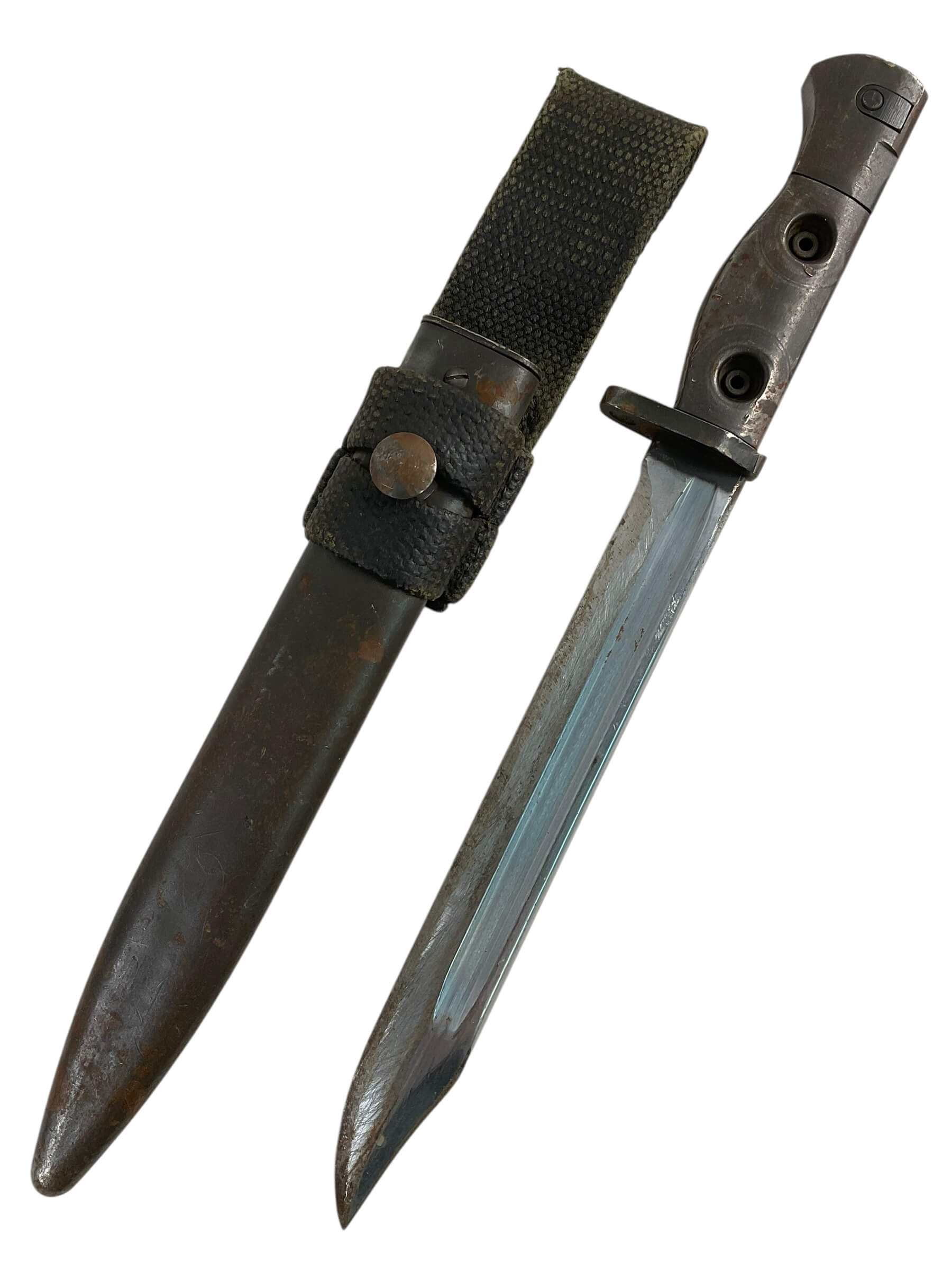 Canadian Forces FN C1 Bayonet With Scabbard 1957 Dated With Frog Sharpened MISSING BARREL MOUNT Canadian Forces FN C1 Bayonet With Scabbard 1957 Dated With Frog Sharpened MISSING BARREL MOUNT