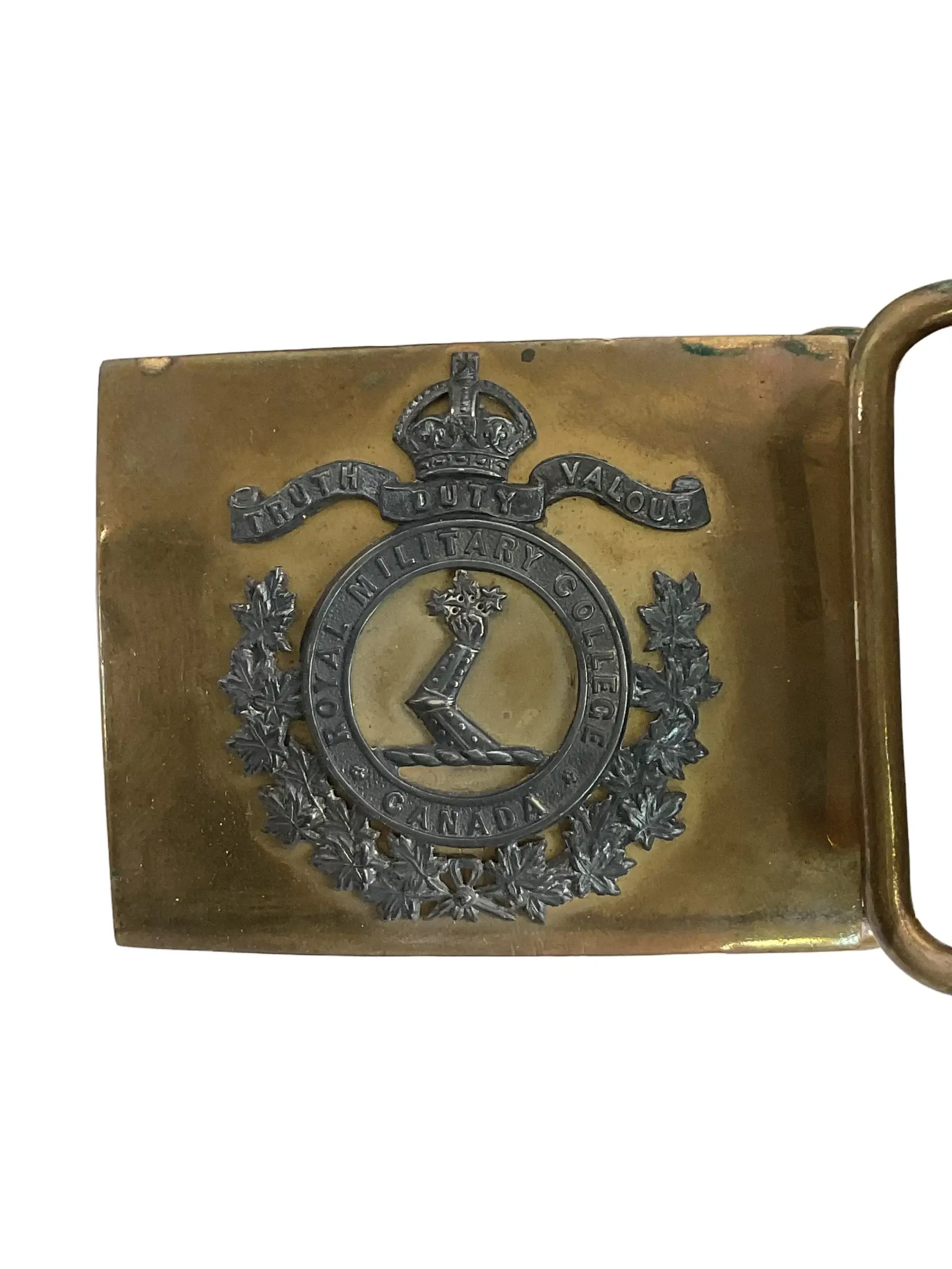 Canadian Royal Military College Buff Leather Belt With Officers Belt Buckle Canadian Royal Military College Buff Leather Belt With Officers Belt Buckle