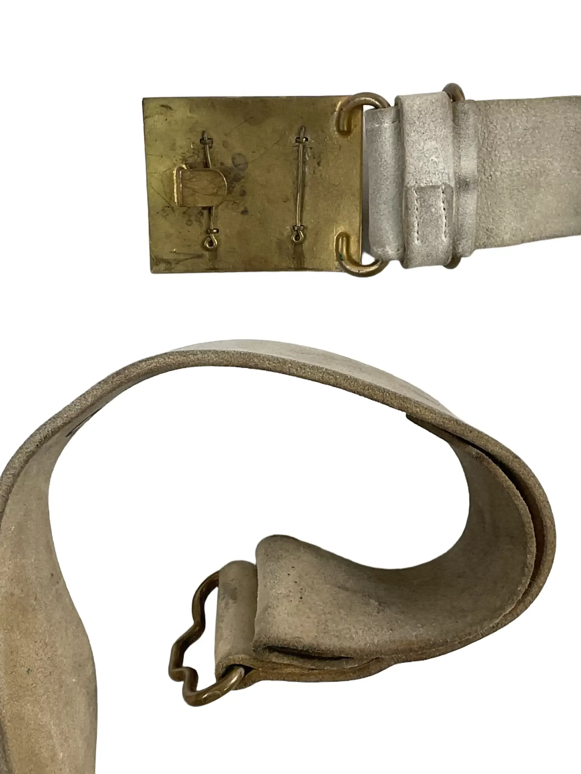 Canadian Royal Military College Buff Leather Belt With Officers Belt Buckle Canadian Royal Military College Buff Leather Belt With Officers Belt Buckle