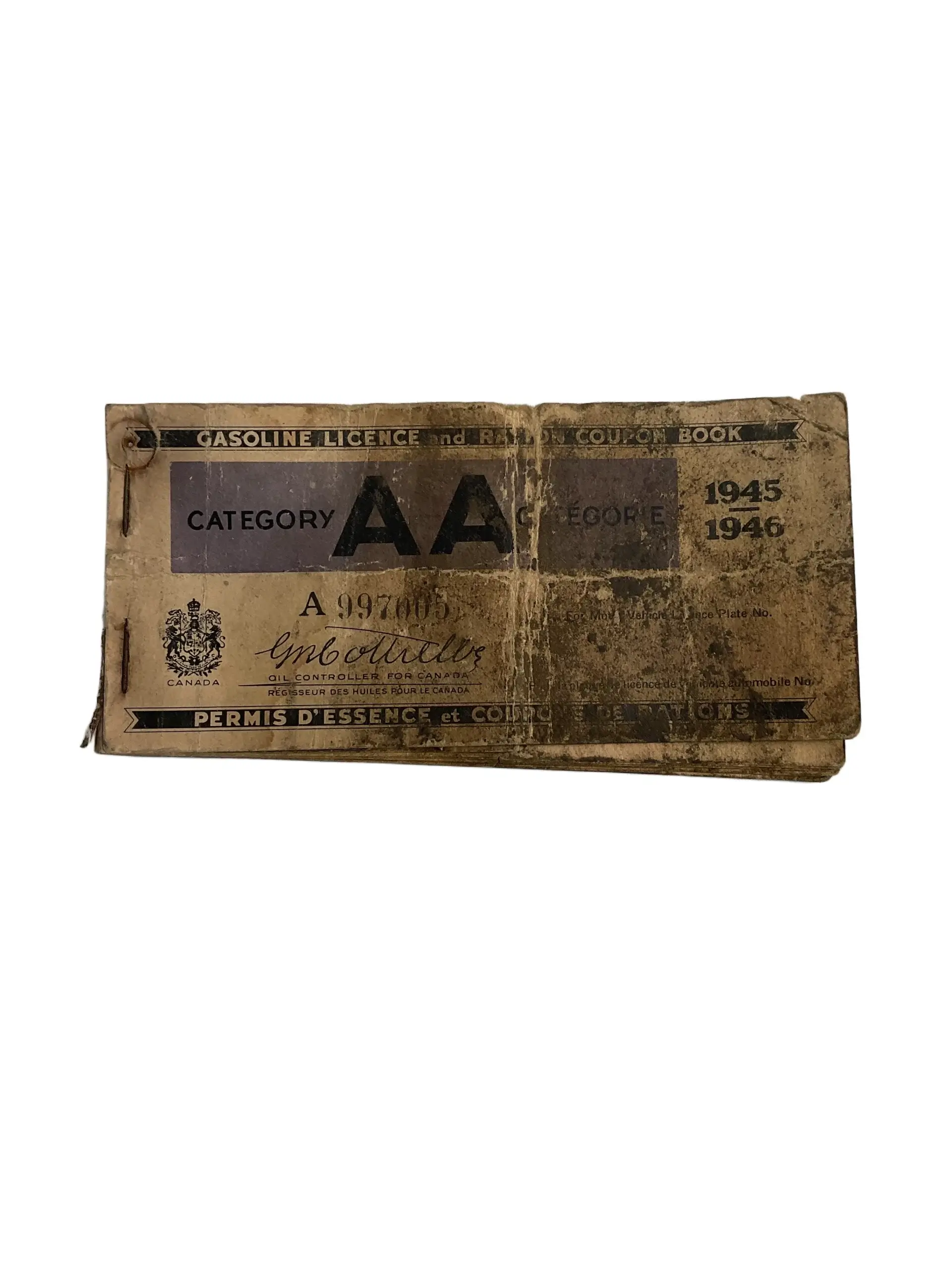 WW2 Canadian Army Gas Ration Coupon Book Dated 1945 WW2 Canadian Army Gas Ration Coupon Book Dated 1945