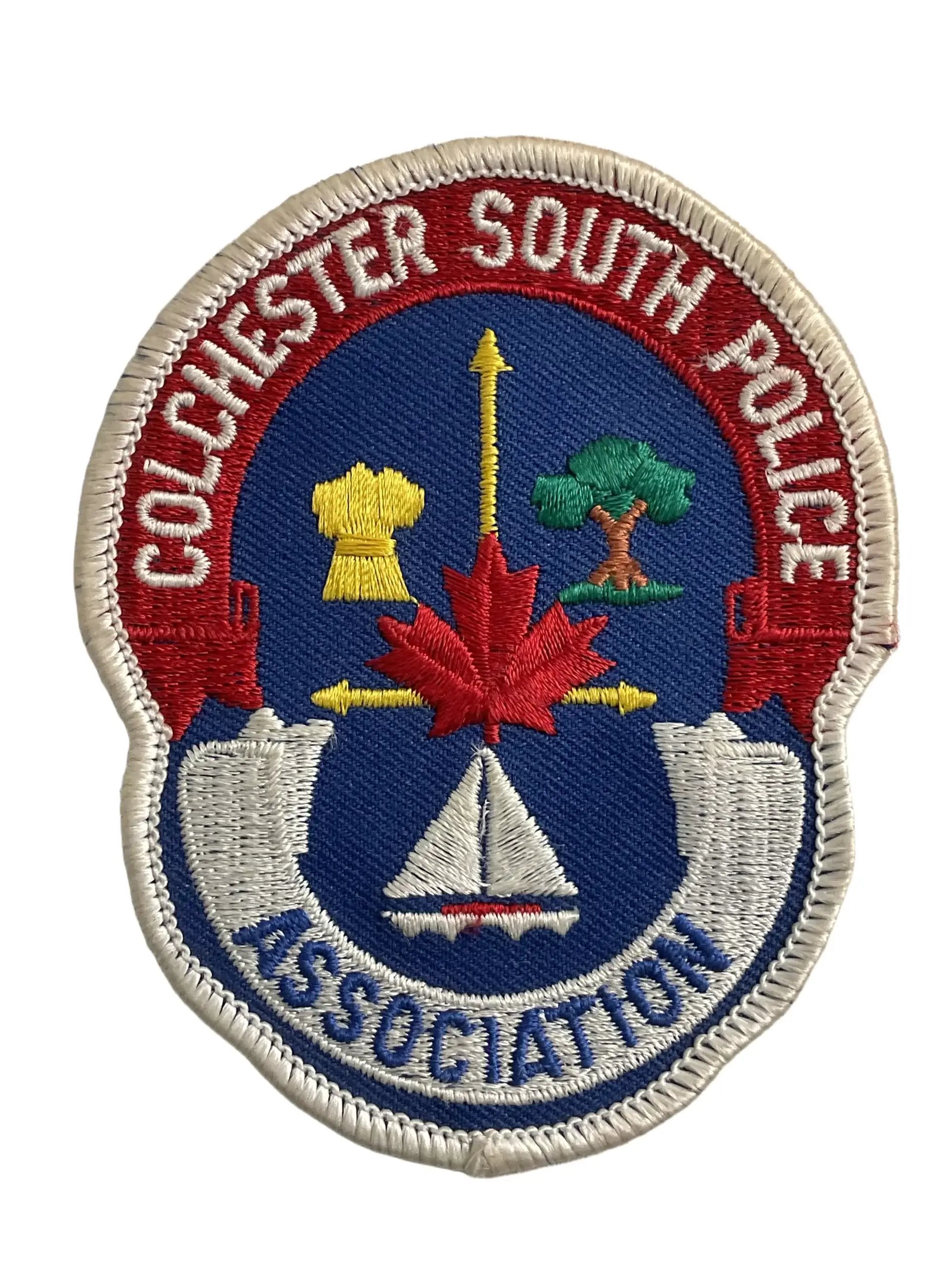 Canadian Colchester Ontario South Police Association White Border Patch Canadian Colchester Ontario South Police Association White Border Patch