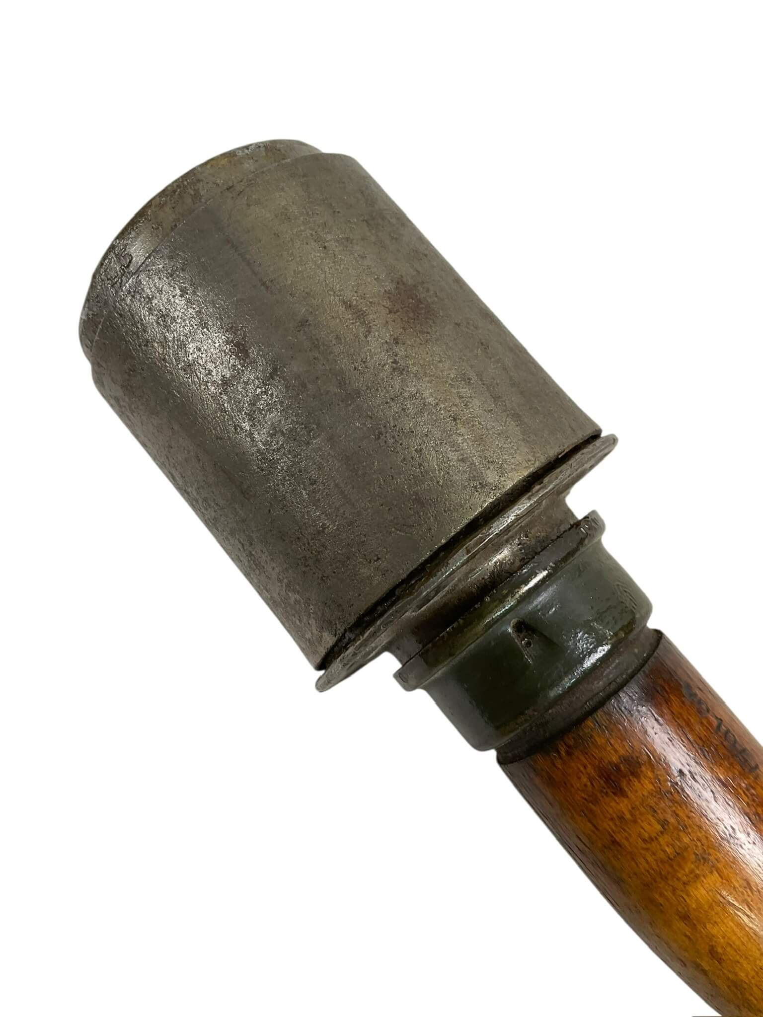 WW2 German Potato Masher Stick Grenade With Fragmentation Sleeve INERT WW2 German Potato Masher Stick Grenade With Fragmentation Sleeve INERT