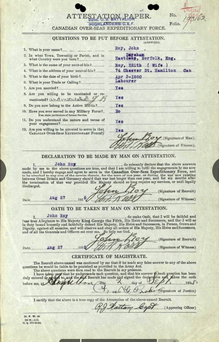 WW1 Canadian CEF 134th Battalion Kilt With Spats Named WW1 Canadian CEF 134th Battalion Kilt With Spats Named