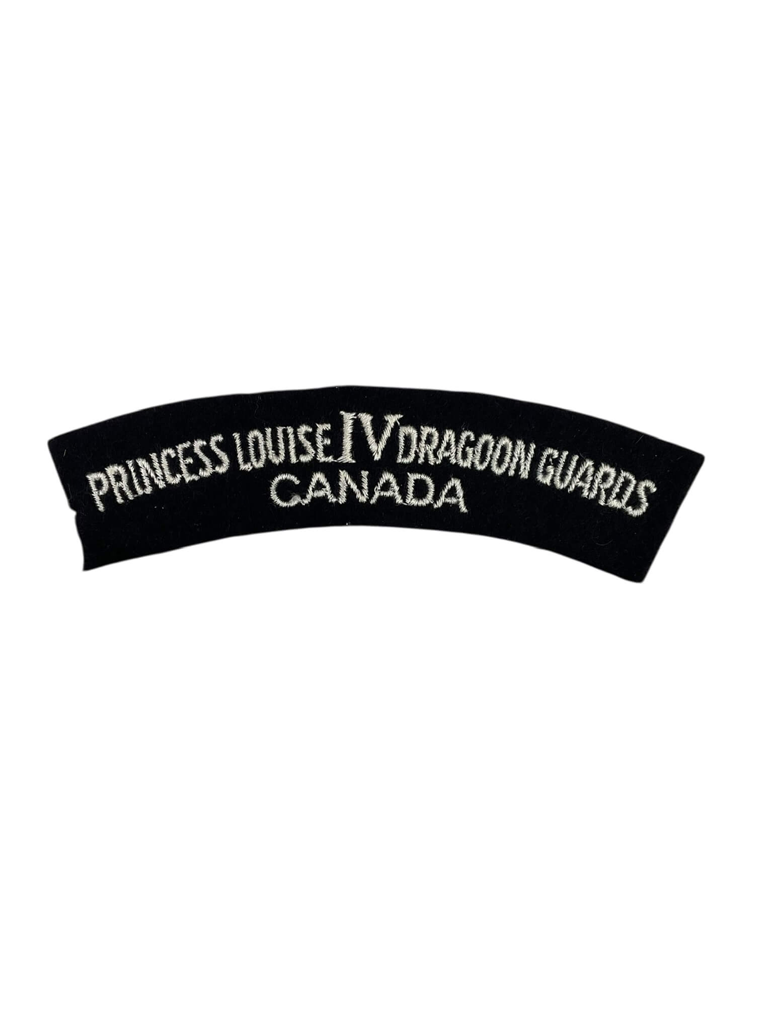 WW2 Canadian Princess Louise 4th Dragoon Guards British Made Shoulder Title Insignia Single Starch Back WW2 Canadian Princess Louise 4th Dragoon Guards British Made Shoulder Title Insignia Single Starch Back