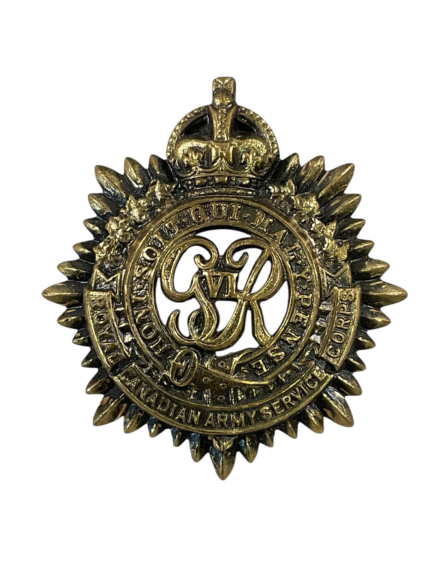 WW2 Royal Canadian Army Service Corps RCASC Officers Cap Badge WW2 Royal Canadian Army Service Corps RCASC Officers Cap Badge