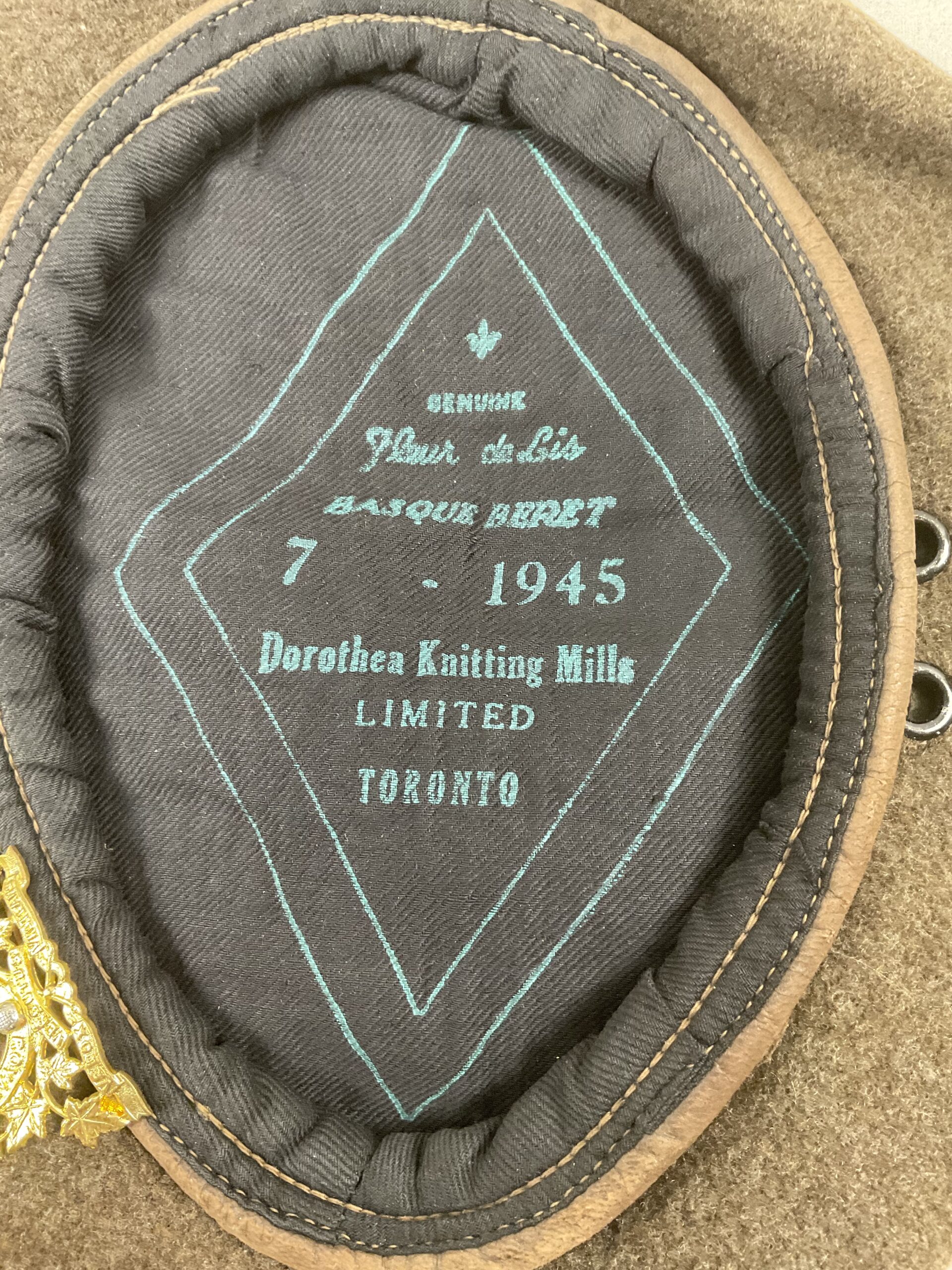 WW2 Canadian Khaki Beret Size 7 Dated 1945 WW2 Canadian Khaki Beret Size 7 Dated 1945