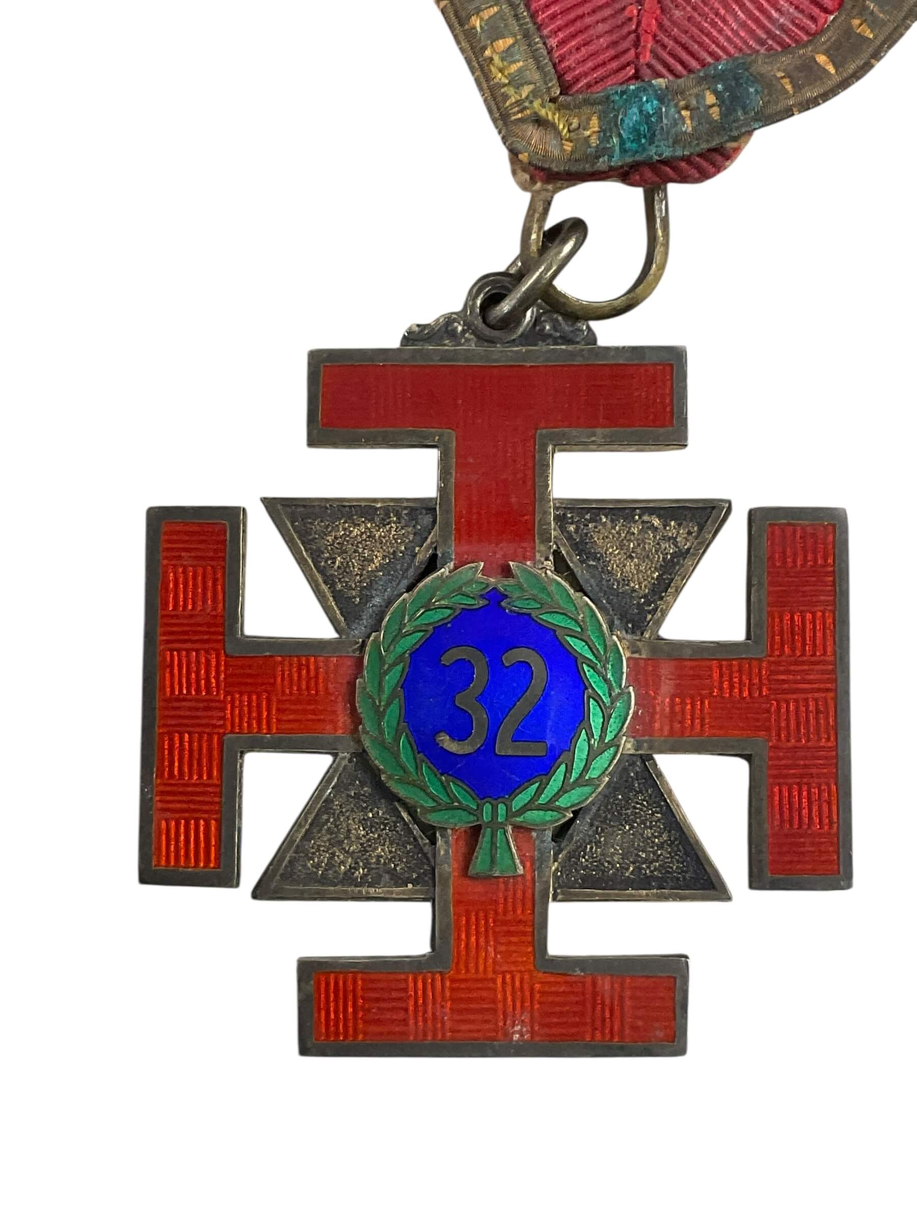 Masonic Order Scottish Rite 32nd Degree Medal With Collar Full Size Sterling Silver Masonic Order Scottish Rite 32nd Degree Medal With Collar Full Size Sterling Silver