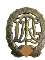 WW2 German DRL Sports Badge In Bronze Maker Marked Wernstein Jena