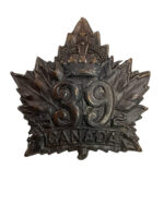 WW1 Canadian CEF 39th Battalion Cap Badge WW1 Canadian CEF 39th Battalion Cap Badge