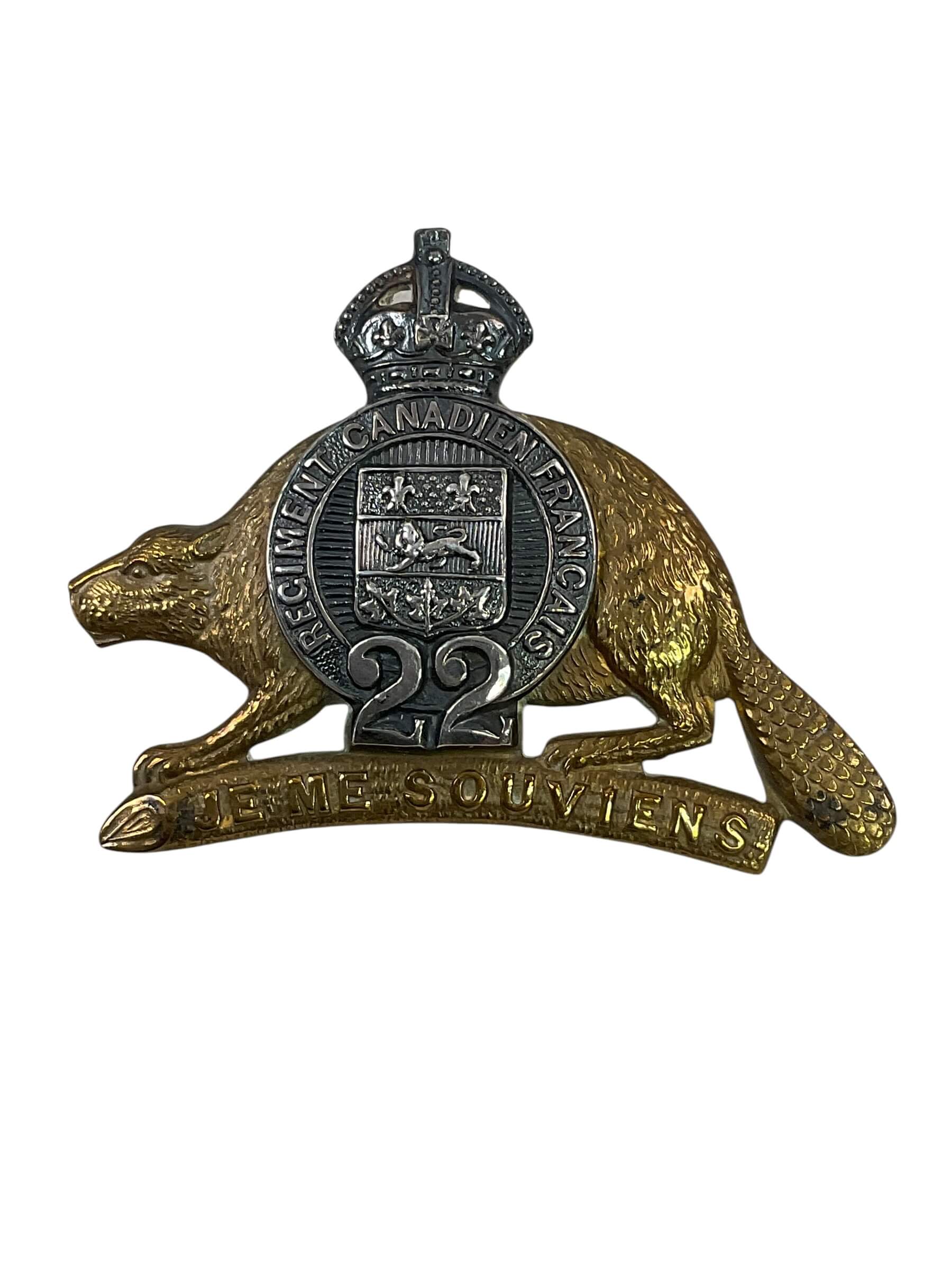 WW1 Canadian CEF Royal 22nd Regiment Vandoos Officers Cap Badge WW1 Canadian CEF Royal 22nd Regiment Vandoos Officers Cap Badge