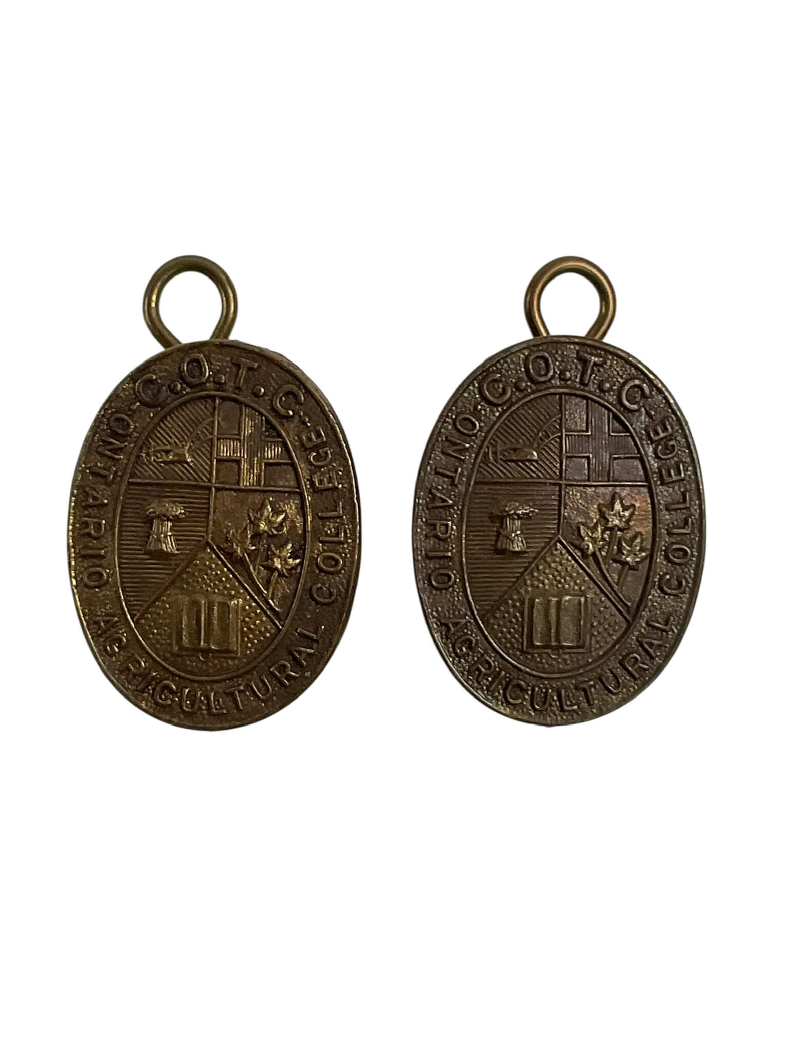 WW1 Canadian CEF Ontario Agriculture College COTC Collars Insignia Pair WW1 Canadian CEF Ontario Agriculture College COTC Collars Insignia Pair