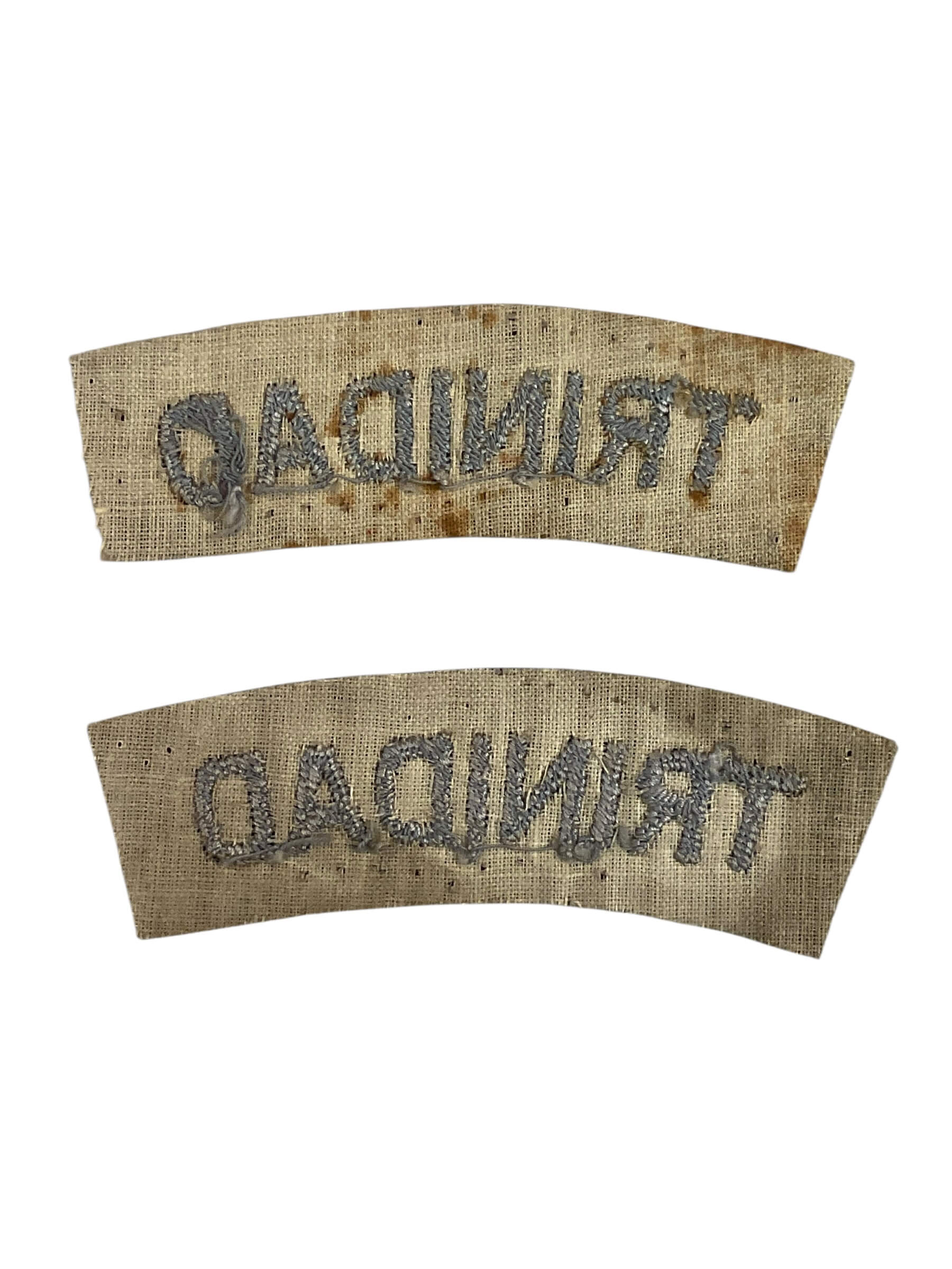 WW2 British RAF Trinidad Nationality Shoulder Titles Insignia Pair WW2 British RAF Trinidad Nationality Shoulder Titles Insignia Pair