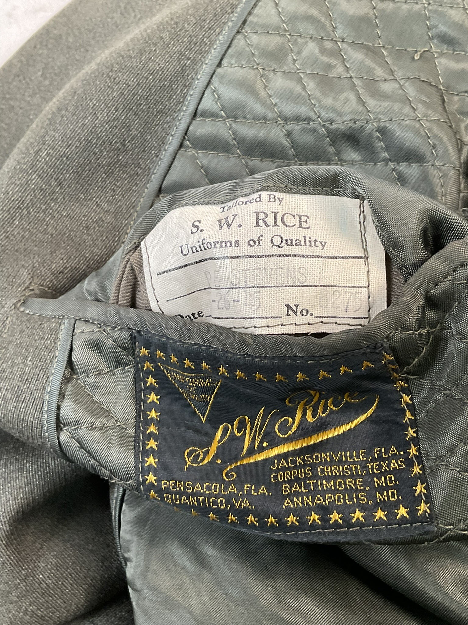 WW2 US USN Navy Named Officers Uniform Pilot Jacket WW2 US USN Navy Named Officers Uniform Pilot Jacket