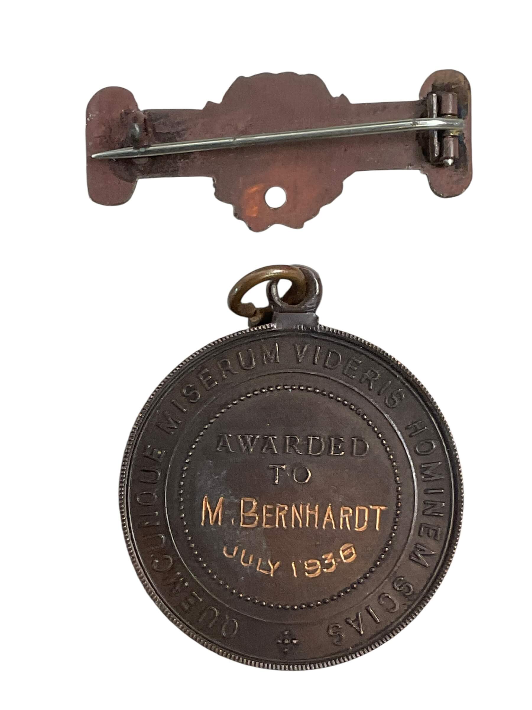 British Royal Lifesaving Society Named H. Bernhardt 1904 Medal British Royal Lifesaving Society Named H. Bernhardt 1904 Medal