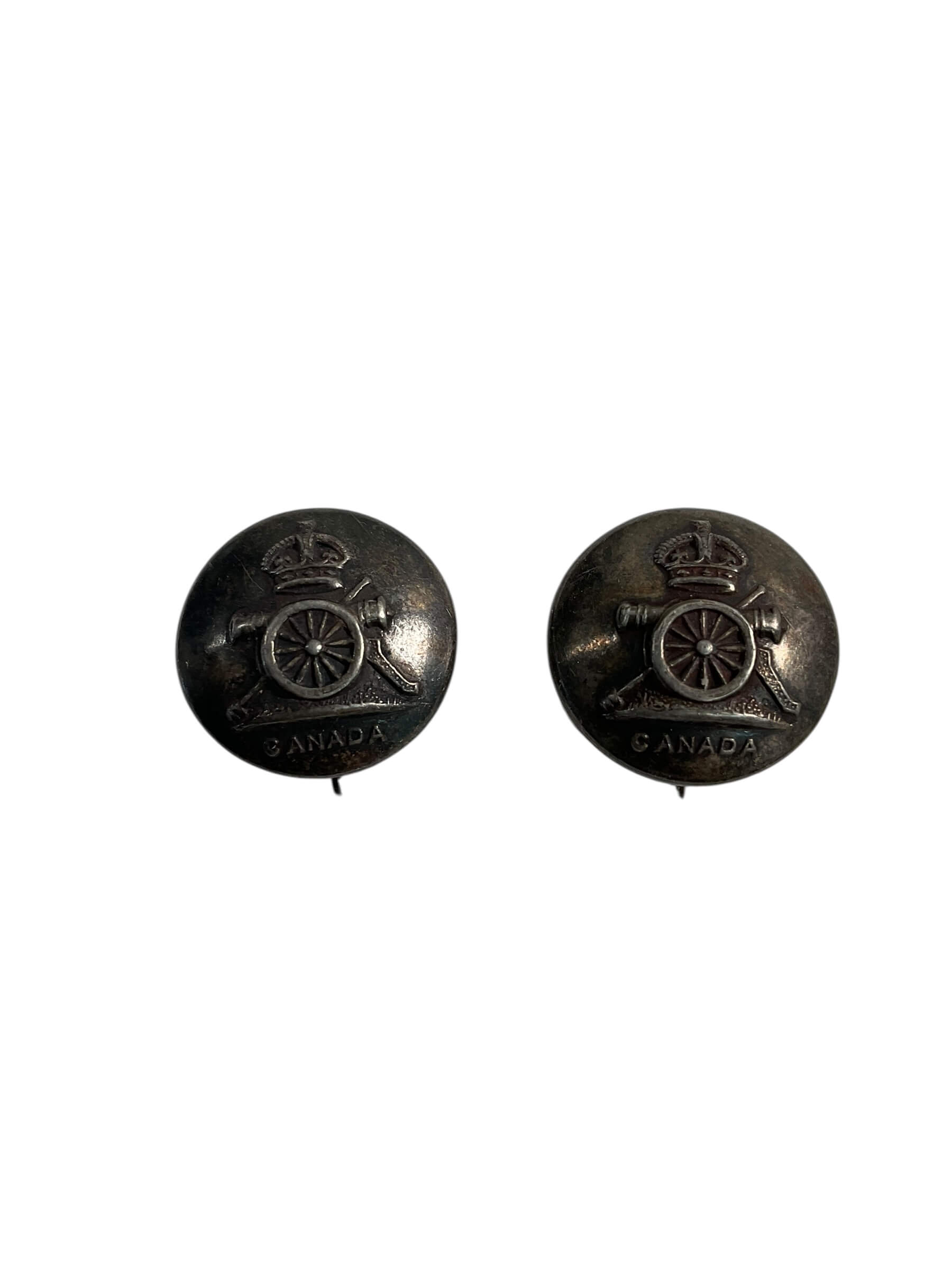 WW1 Canadian RCA Artillery Button Screw Back Earrings Pair WW1 Canadian RCA Artillery Button Screw Back Earrings Pair