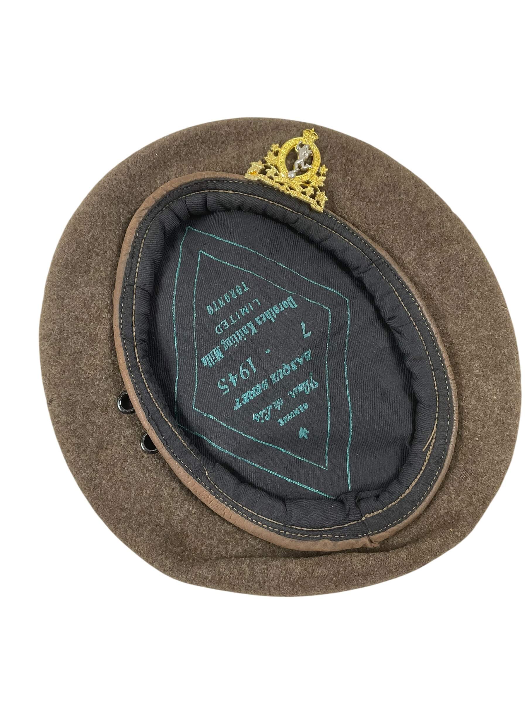 WW2 Canadian Khaki Beret Size 7 Dated 1945 WW2 Canadian Khaki Beret Size 7 Dated 1945