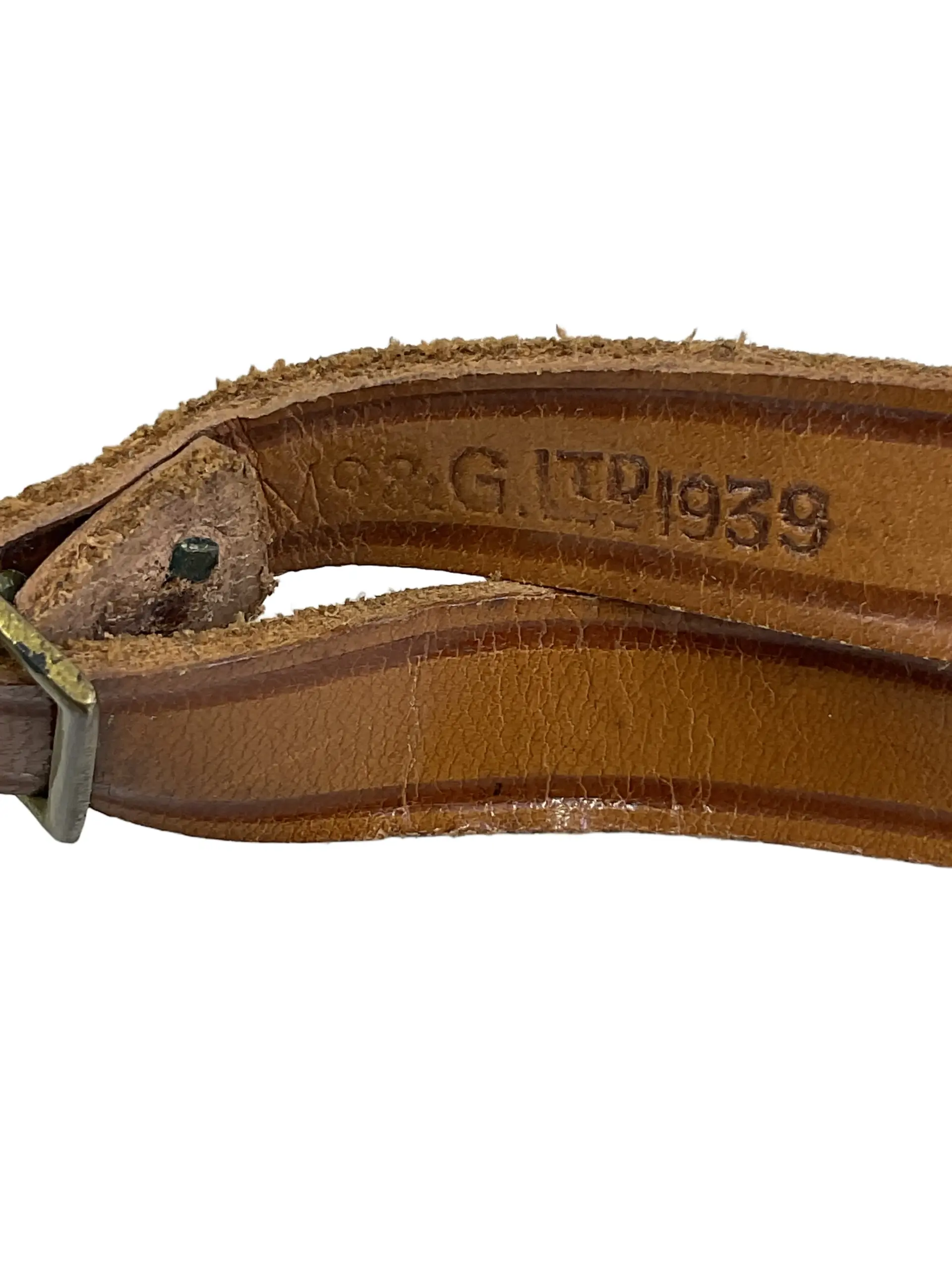 WW2 British Army Other Ranks Peak Cap Chin Strap Dated 1939 WW2 British Army Other Ranks Peak Cap Chin Strap Dated 1939