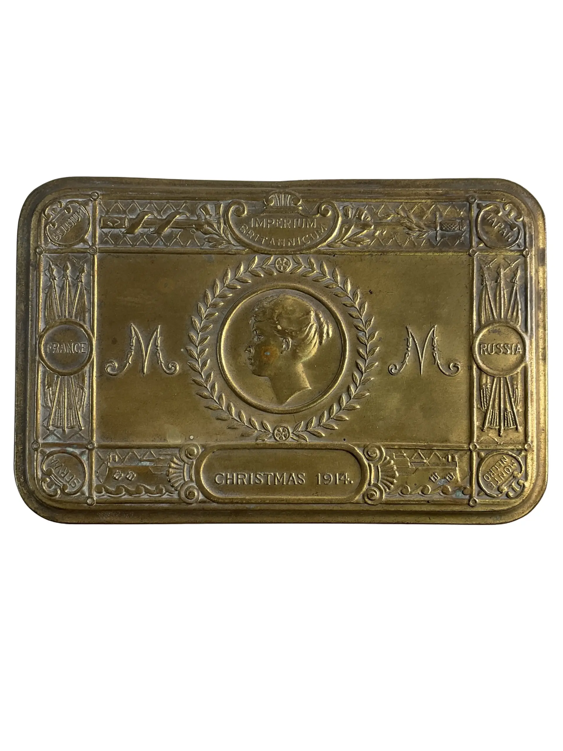 WW1 British BEF Princess Mary Tin With Paper Packages Only WW1 British BEF Princess Mary Tin With Paper Packages Only