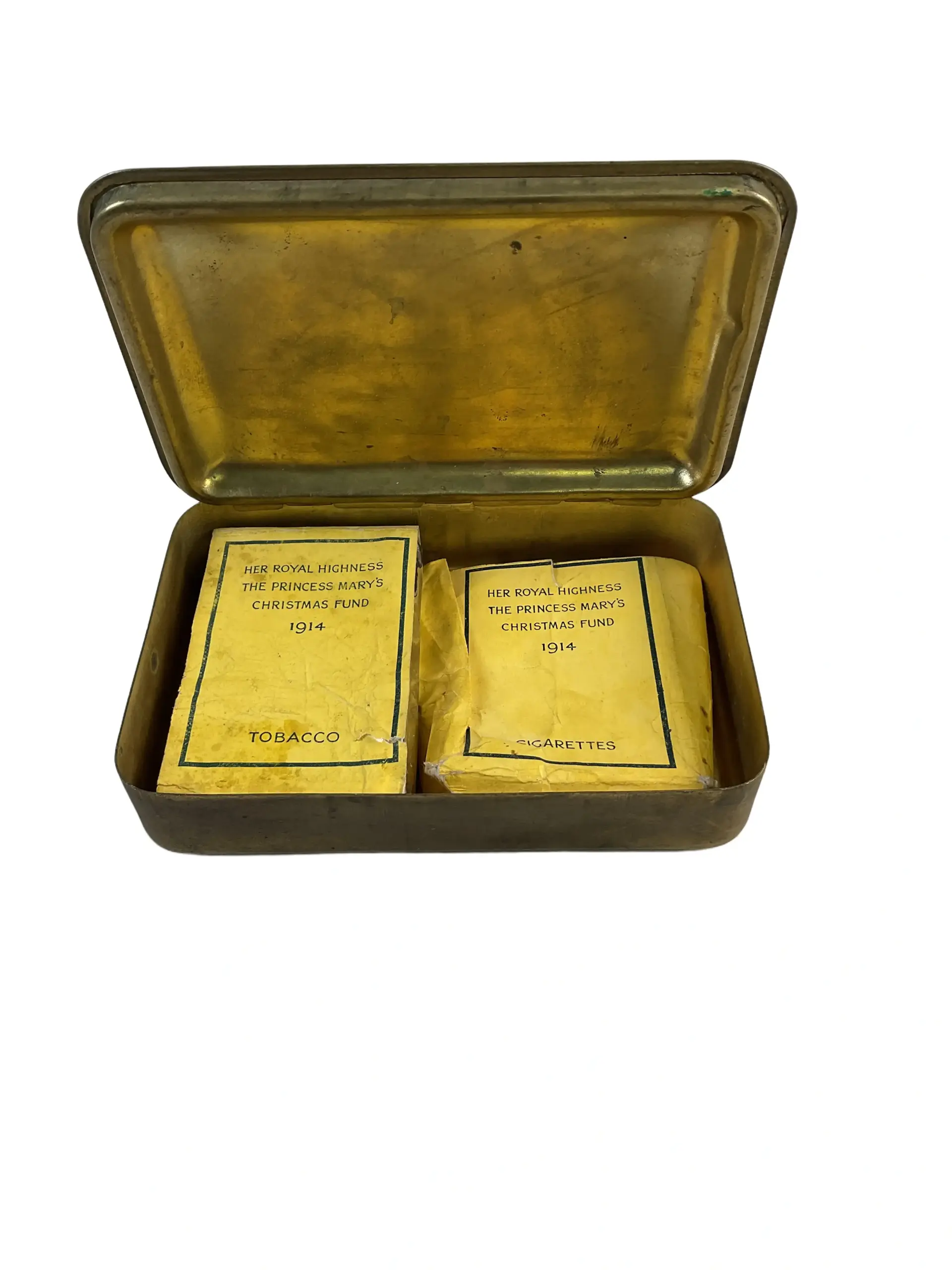 WW1 British BEF Princess Mary Tin With Paper Packages Only WW1 British BEF Princess Mary Tin With Paper Packages Only