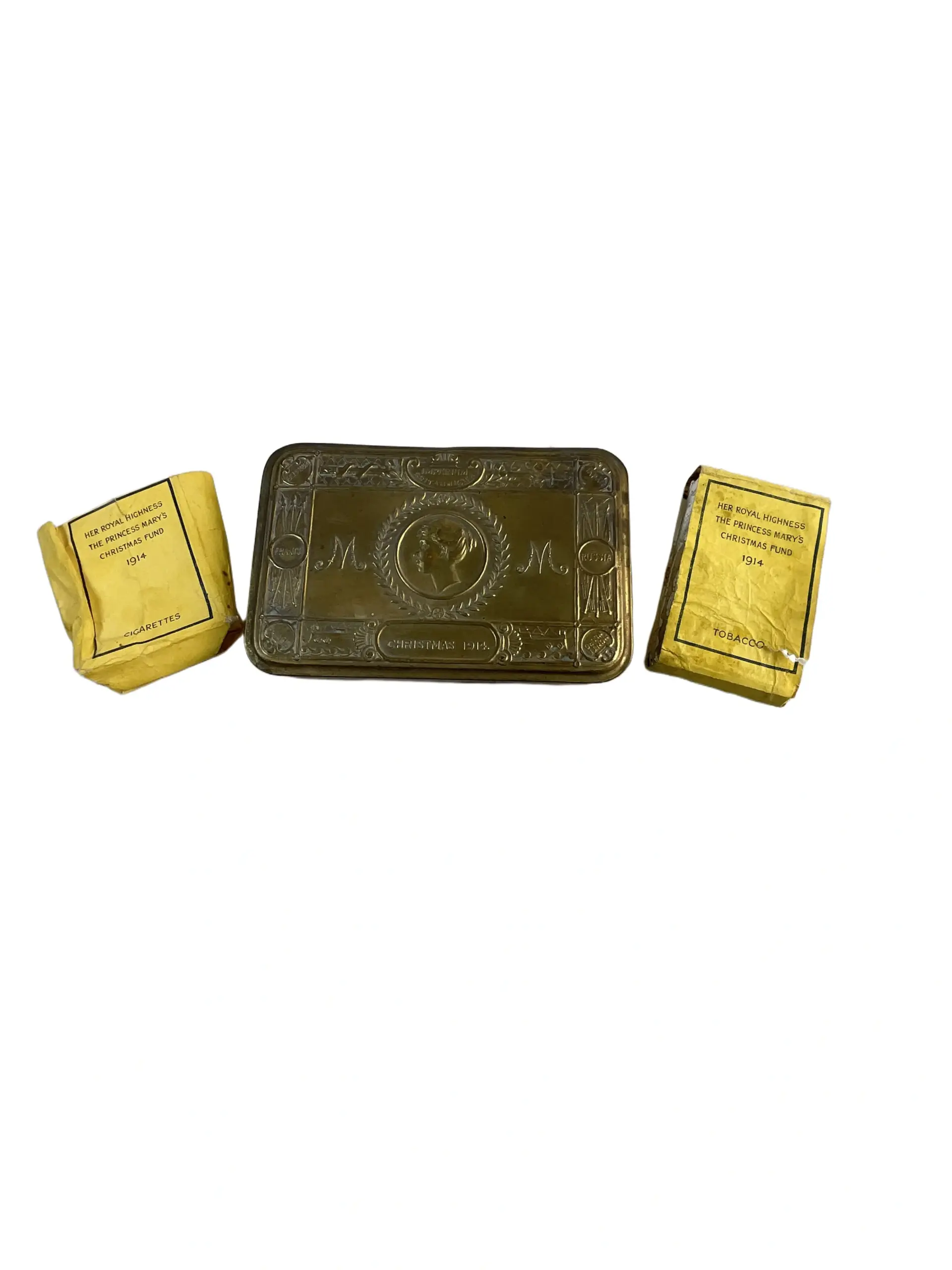 WW1 British BEF Princess Mary Tin With Paper Packages Only WW1 British BEF Princess Mary Tin With Paper Packages Only