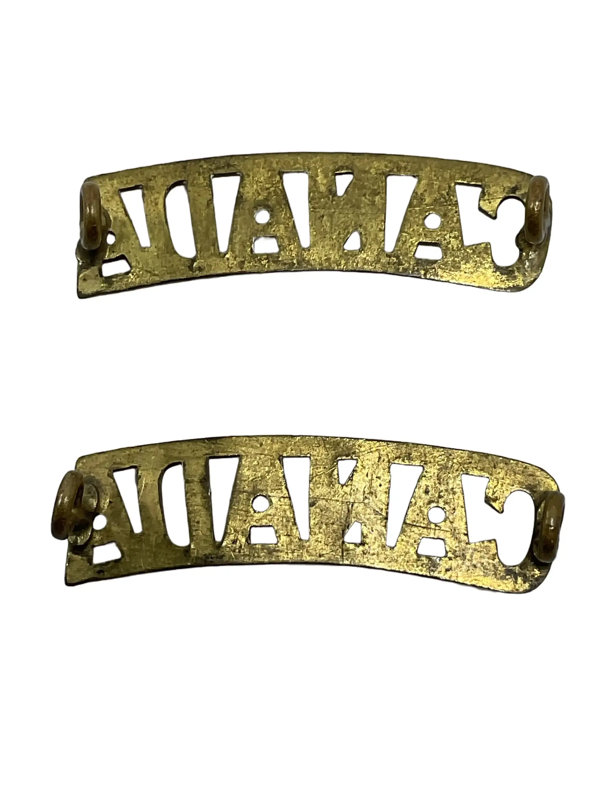 WW1 Canadian CEF CANADA Officers Curved Shoulder Titles Insignia Pair WW1 Canadian CEF CANADA Officers Curved Shoulder Titles Insignia Pair