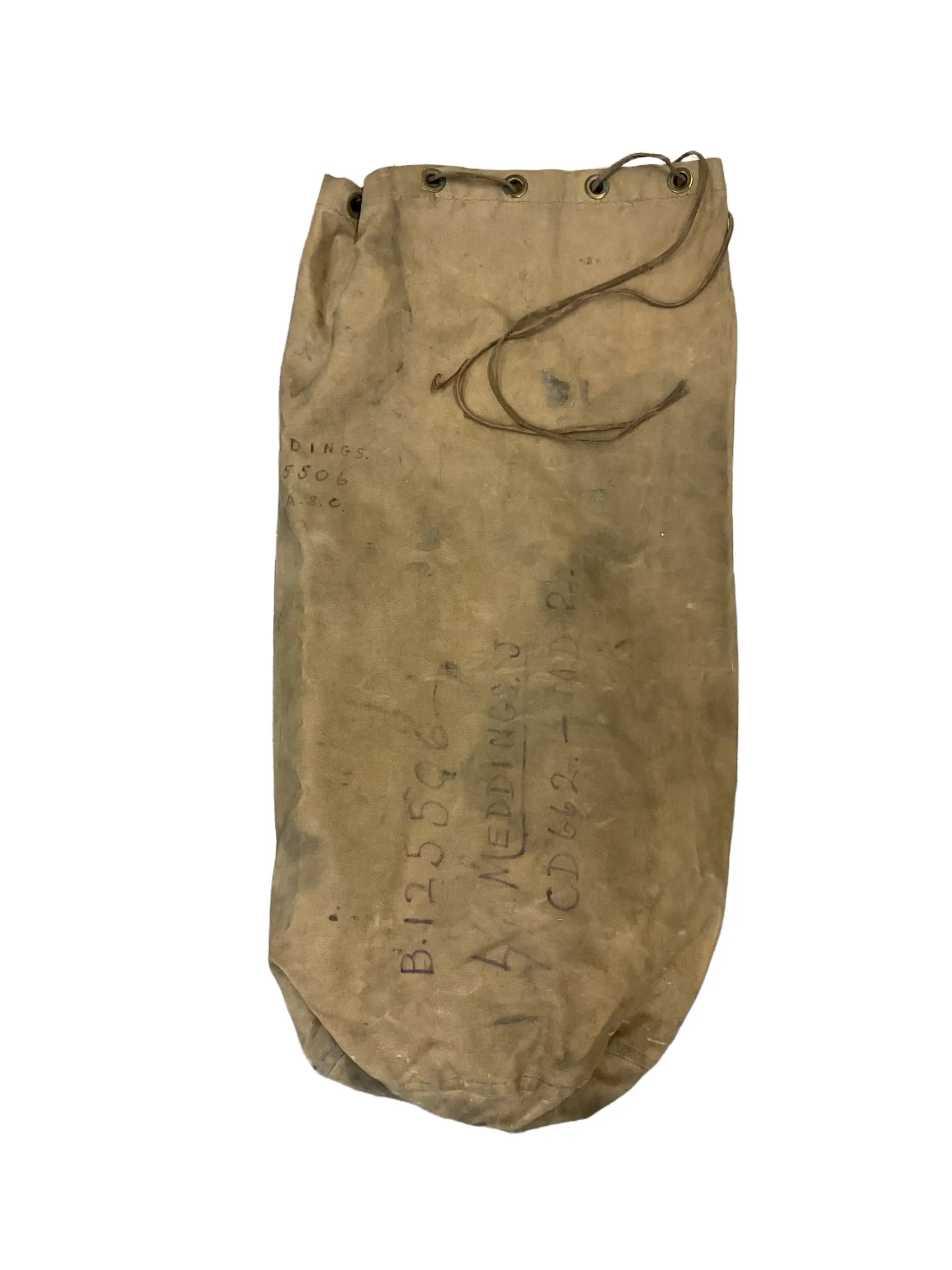 WW2 Canadian RCASC Named Khaki Duffle Bag 29" X 14" WW2 Canadian RCASC Named Khaki Duffle Bag 29" X 14"