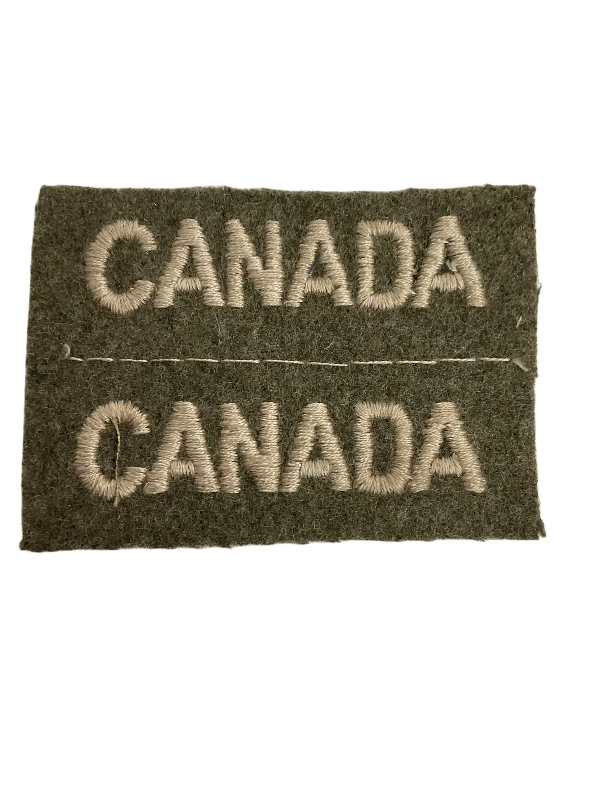 WW2 Canadian CANADA Uncut Shoulder Titles Insignia Pair WW2 Canadian CANADA Uncut Shoulder Titles Insignia Pair