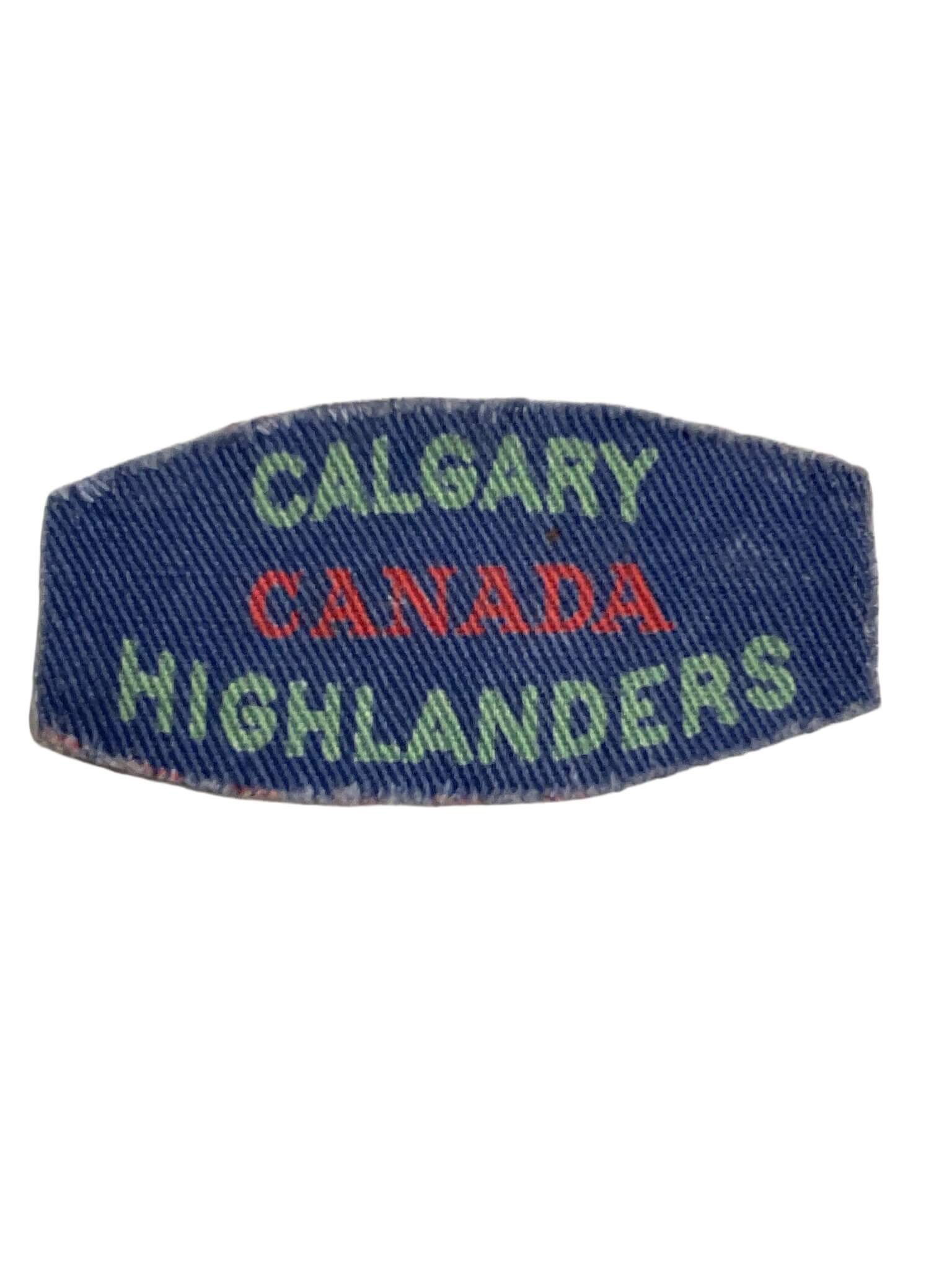 WW2 Canadian Calgary Highlanders Canvas Shoulder Title Insignia Single WW2 Canadian Calgary Highlanders Canvas Shoulder Title Insignia Single