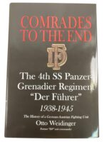 WW2 German Comrades to the End 4th SS Panzer Grenadier Regiment Der Fuhrer Used Hardcover Reference Book